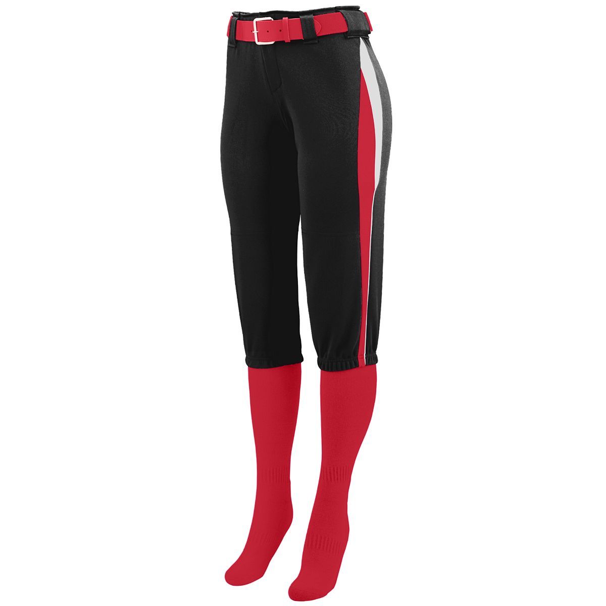 Augusta Sportswear Ladies Comet Pant in Black/Red/White  -Part of the Ladies, Ladies-Pants, Pants, Augusta-Products, Softball product lines at KanaleyCreations.com