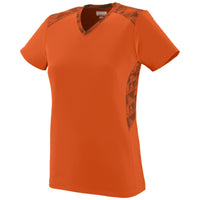 Augusta Sportswear Ladies Vigorous Jersey in Orange/Orange/Black Print  -Part of the Ladies, Ladies-Jersey, Augusta-Products, Softball, Shirts product lines at KanaleyCreations.com