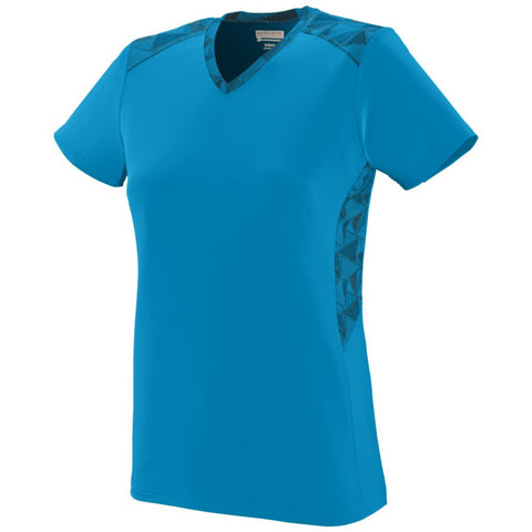 Augusta Sportswear Ladies Vigorous Jersey in Power Blue/Power Blue/Black Print  -Part of the Ladies, Ladies-Jersey, Augusta-Products, Softball, Shirts product lines at KanaleyCreations.com