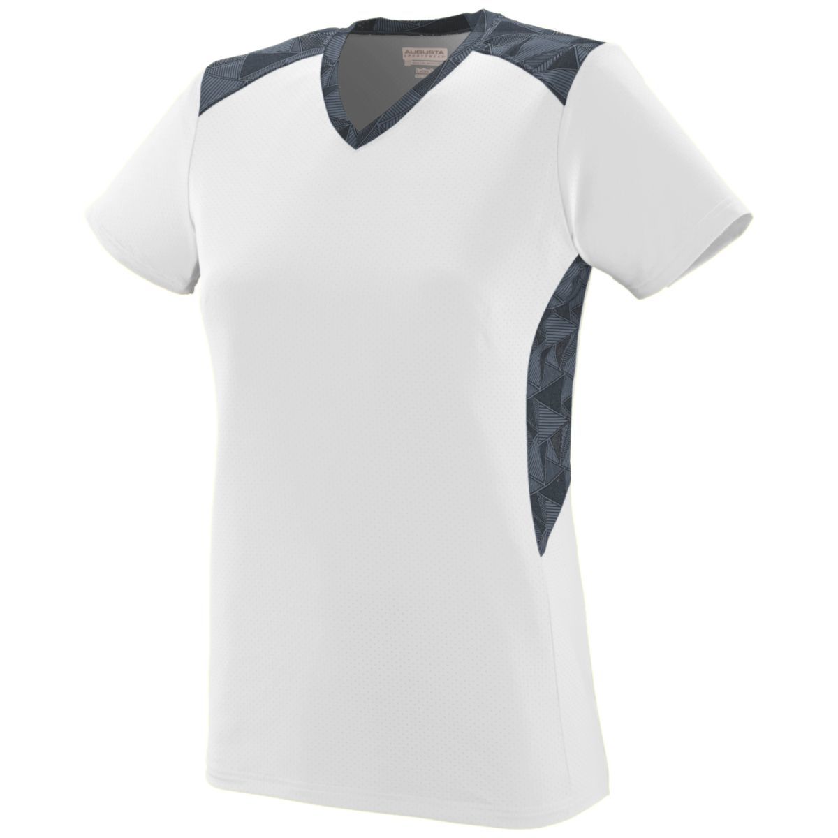 Augusta Sportswear Ladies Vigorous Jersey in White/Graphite/Black Print  -Part of the Ladies, Ladies-Jersey, Augusta-Products, Softball, Shirts product lines at KanaleyCreations.com