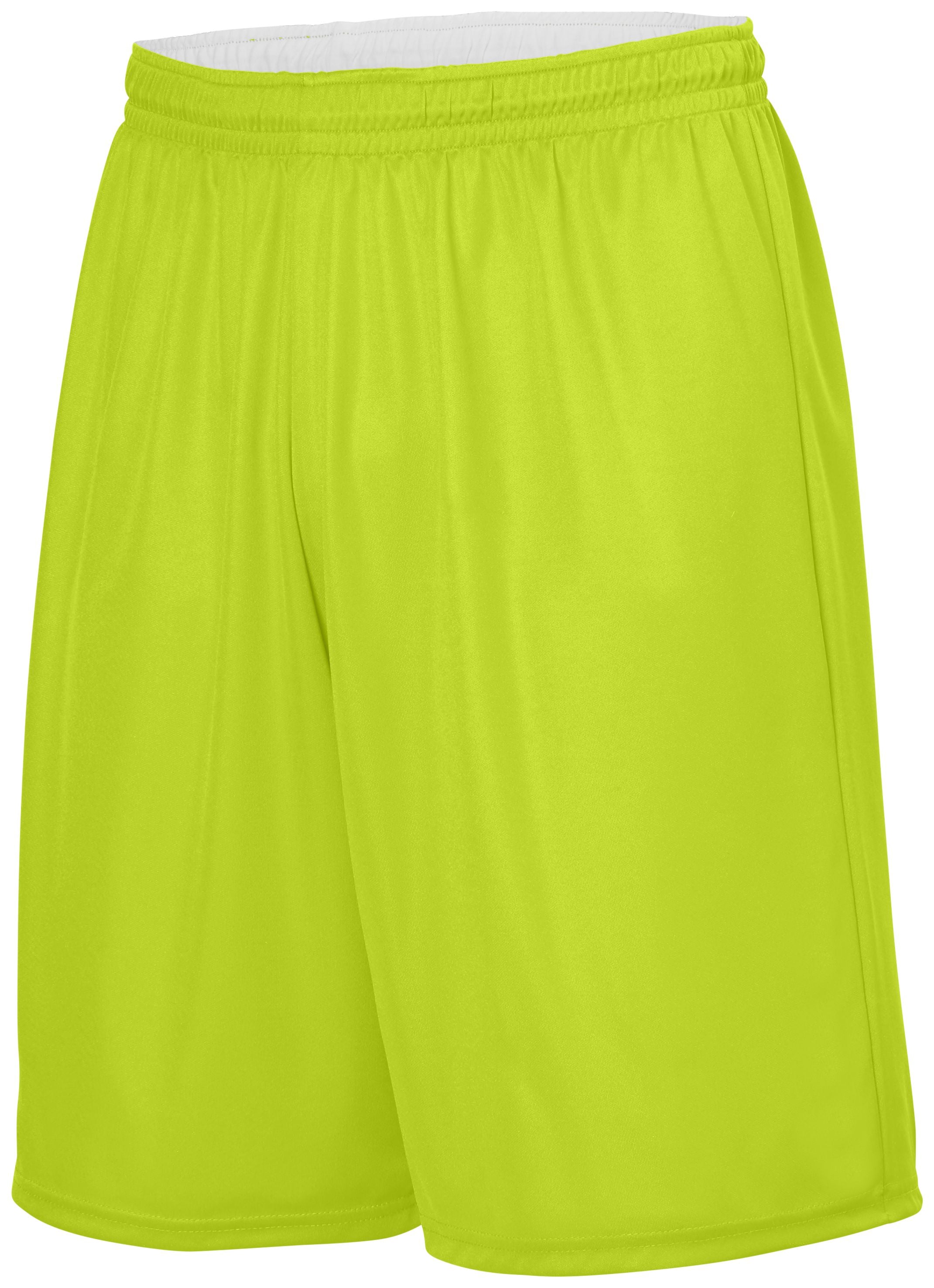 Augusta Sportswear Youth Reversible Wicking Shorts in Lime/White  -Part of the Youth, Youth-Shorts, Augusta-Products, Basketball, All-Sports, All-Sports-1 product lines at KanaleyCreations.com