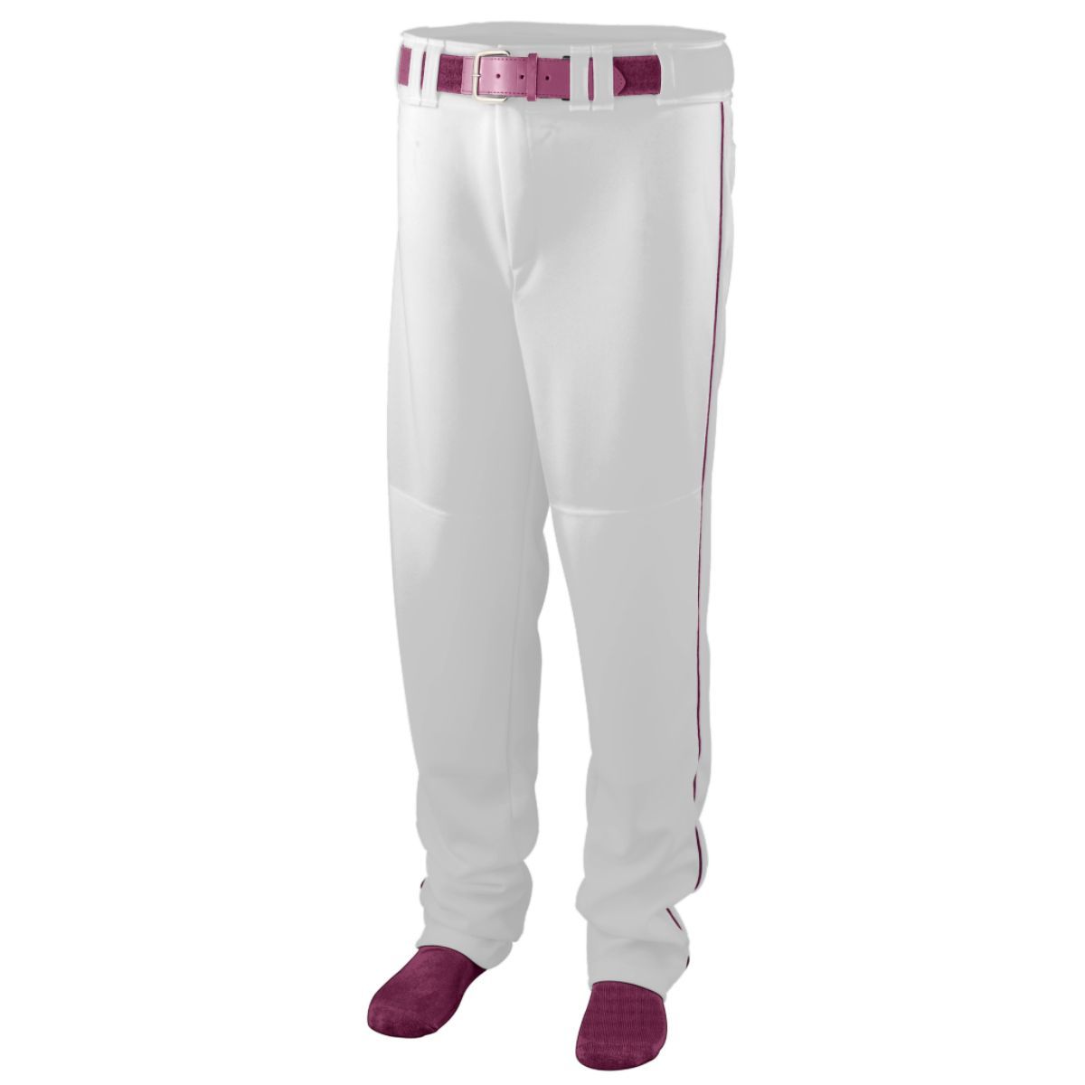 Augusta Sportswear Series Baseball/Softball Pant With Piping in White/Maroon  -Part of the Adult, Adult-Pants, Pants, Augusta-Products, Baseball, All-Sports, All-Sports-1 product lines at KanaleyCreations.com