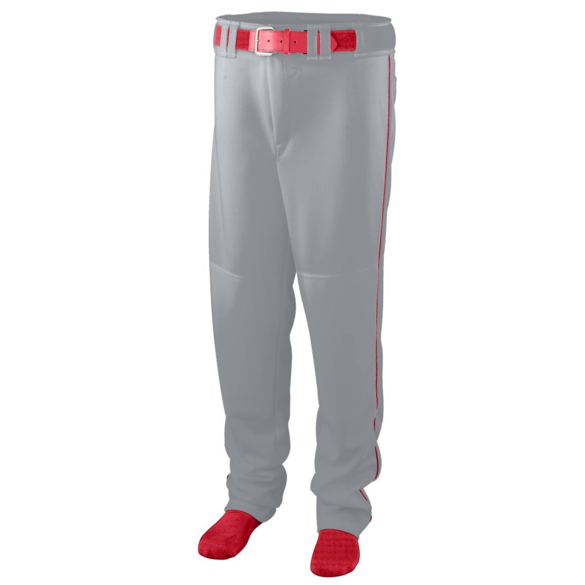 Augusta Sportswear Series Baseball/Softball Pant With Piping in Silver Grey/Red  -Part of the Adult, Adult-Pants, Pants, Augusta-Products, Baseball, All-Sports, All-Sports-1 product lines at KanaleyCreations.com