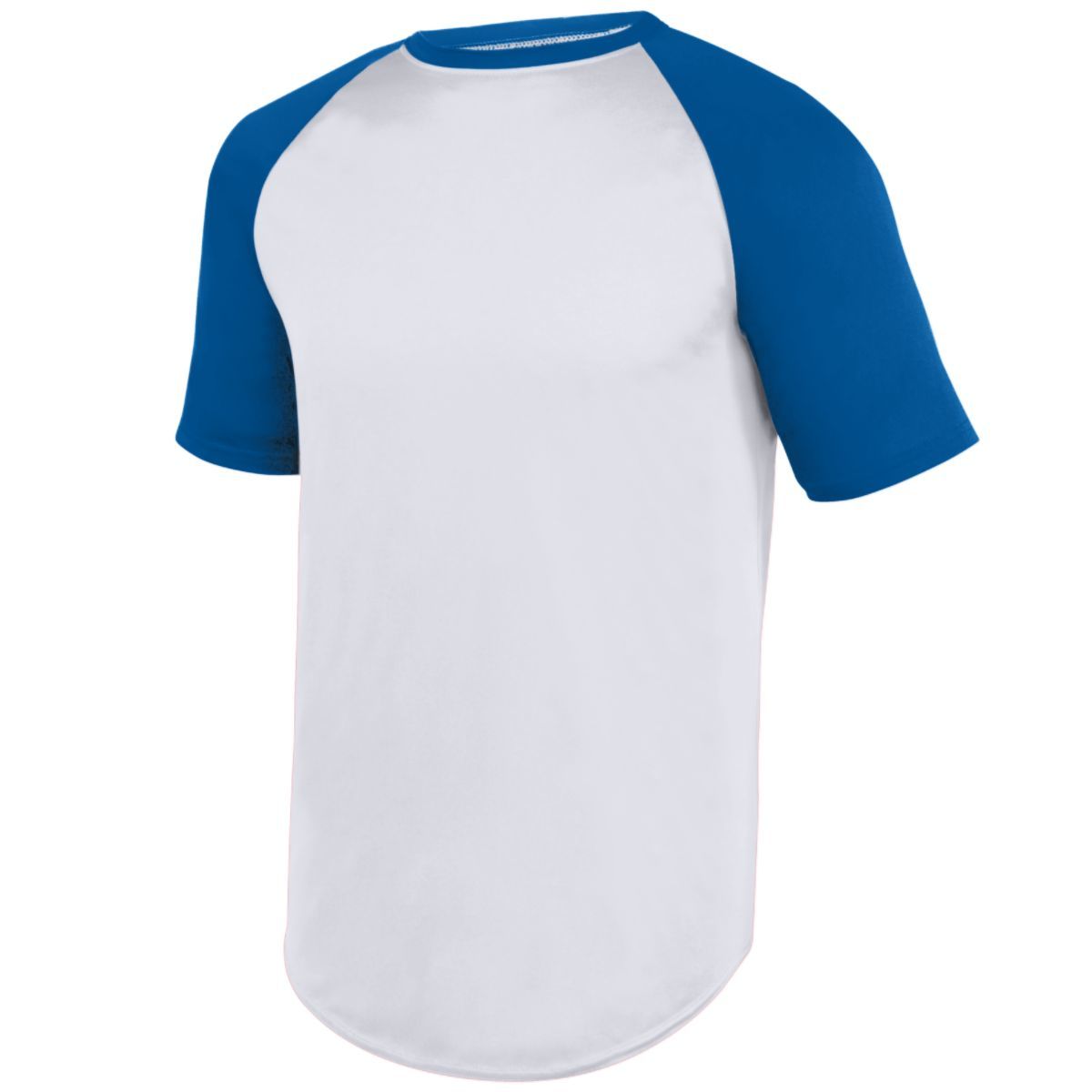 Augusta Sportswear Wicking Short Sleeve Baseball Jersey in White/Royal  -Part of the Adult, Adult-Jersey, Augusta-Products, Baseball, Shirts, All-Sports, All-Sports-1 product lines at KanaleyCreations.com