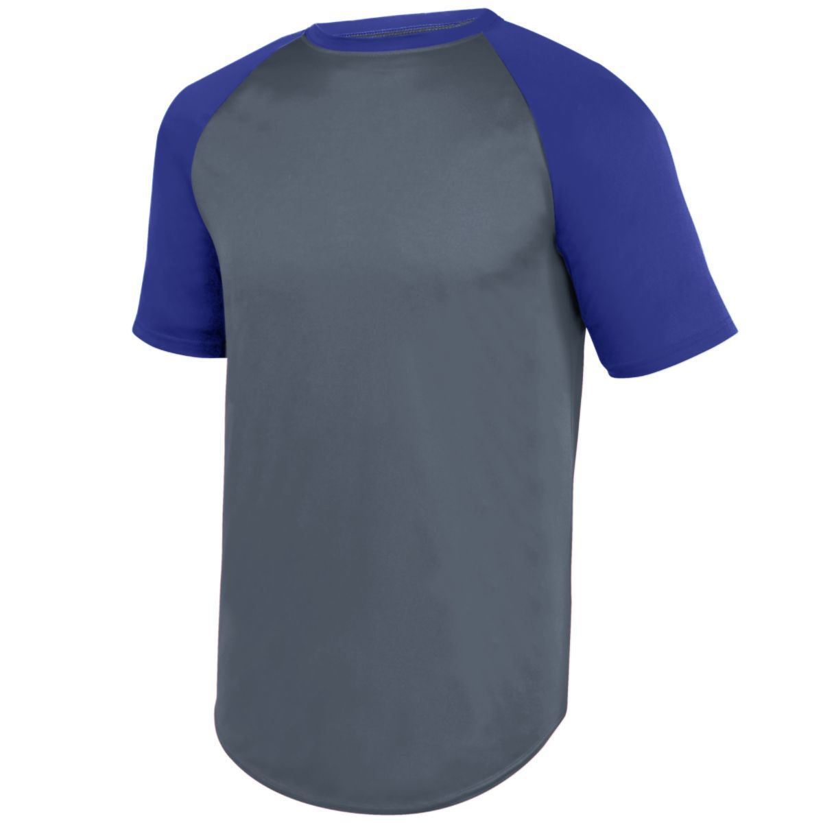 Augusta Sportswear Youth Wicking Short Sleeve Baseball Jersey in Graphite/Purple  -Part of the Youth, Youth-Jersey, Augusta-Products, Baseball, Shirts, All-Sports, All-Sports-1 product lines at KanaleyCreations.com