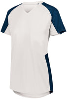 Augusta Sportswear Girls Cutter Jersey in White/Navy  -Part of the Girls, Augusta-Products, Softball, Girls-Jersey, Shirts product lines at KanaleyCreations.com