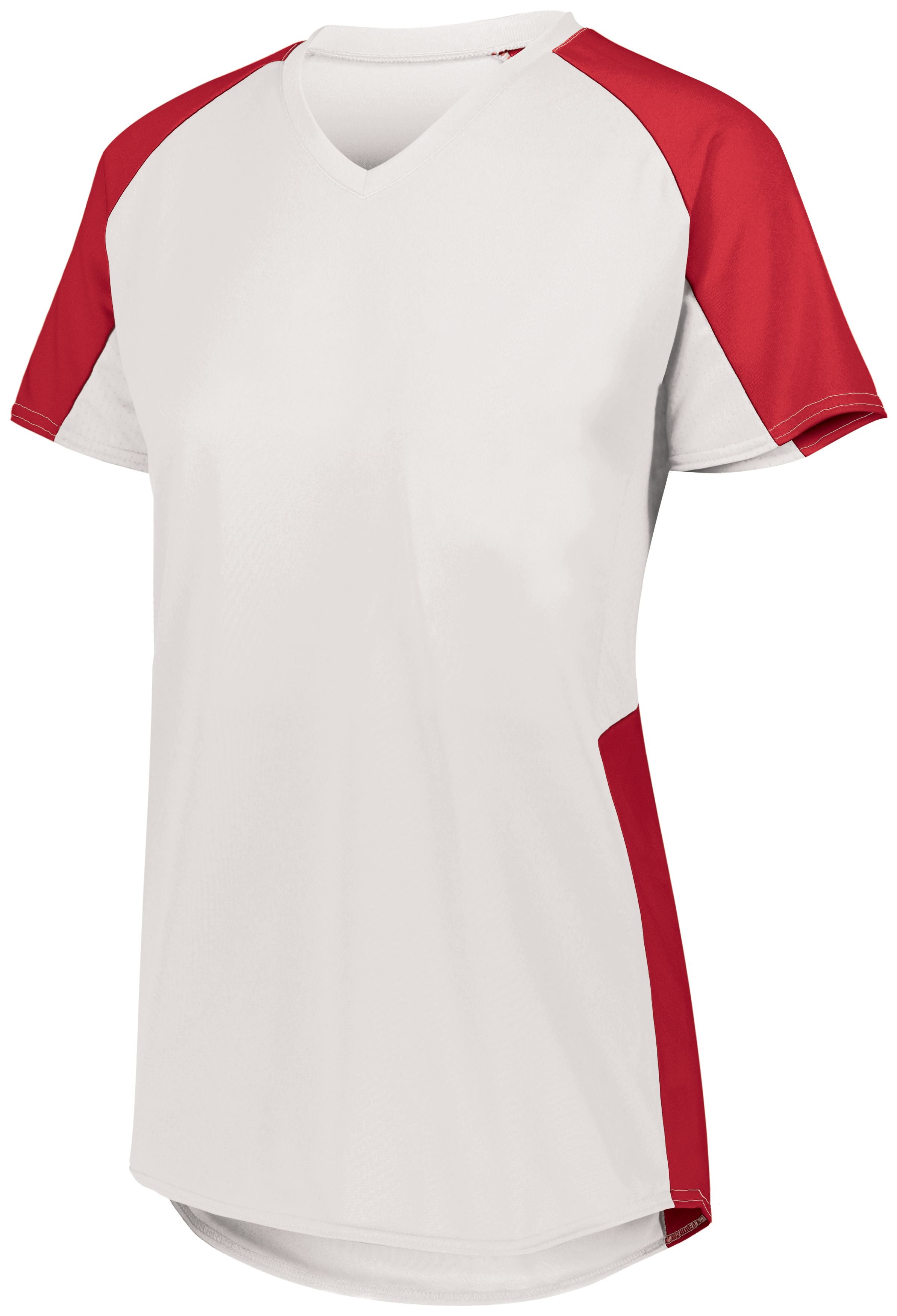 Augusta Sportswear Ladies Cutter Jersey in White/Red  -Part of the Ladies, Ladies-Jersey, Augusta-Products, Softball, Shirts product lines at KanaleyCreations.com