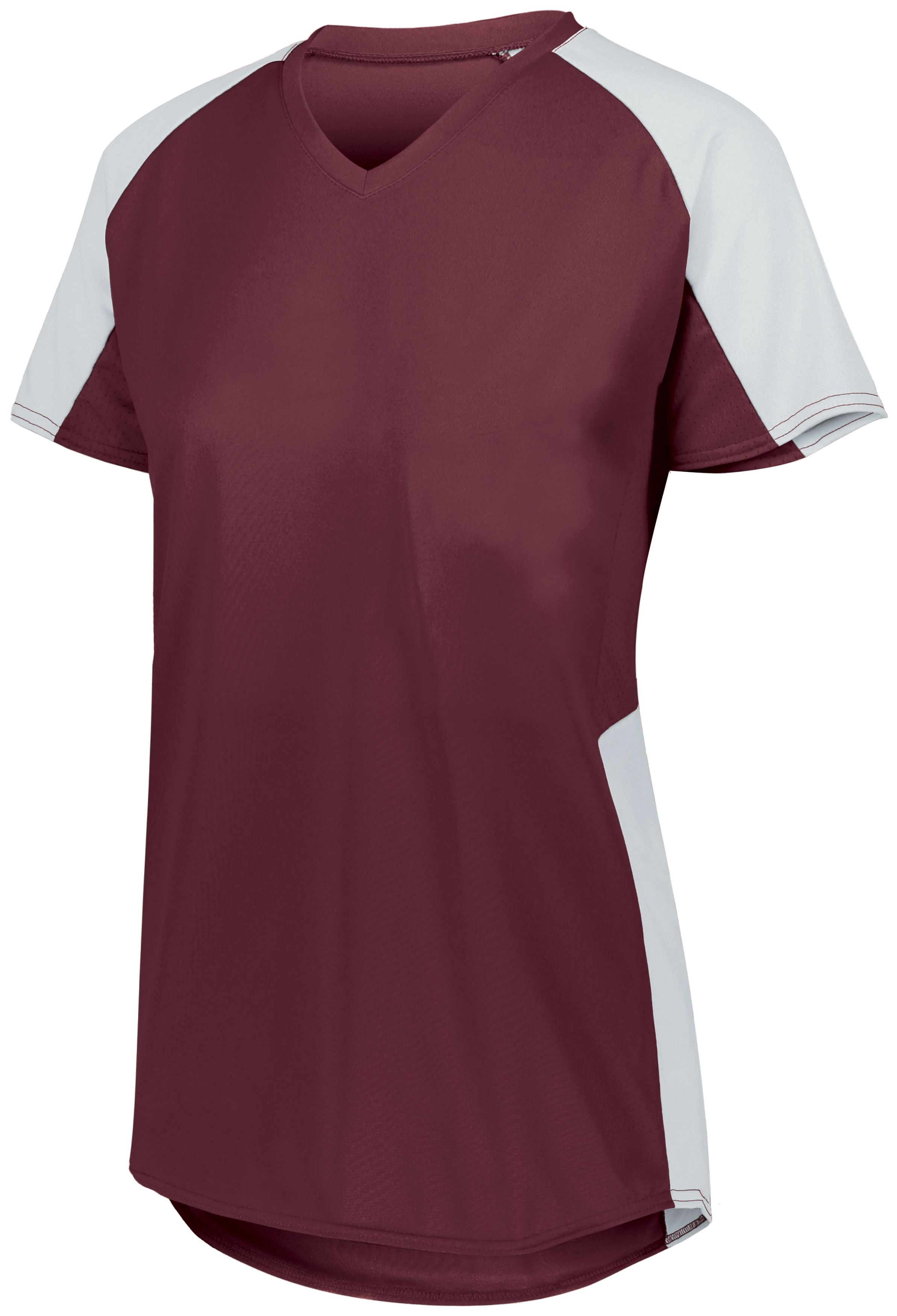 Augusta Sportswear Ladies Cutter Jersey in Maroon/White  -Part of the Ladies, Ladies-Jersey, Augusta-Products, Softball, Shirts product lines at KanaleyCreations.com
