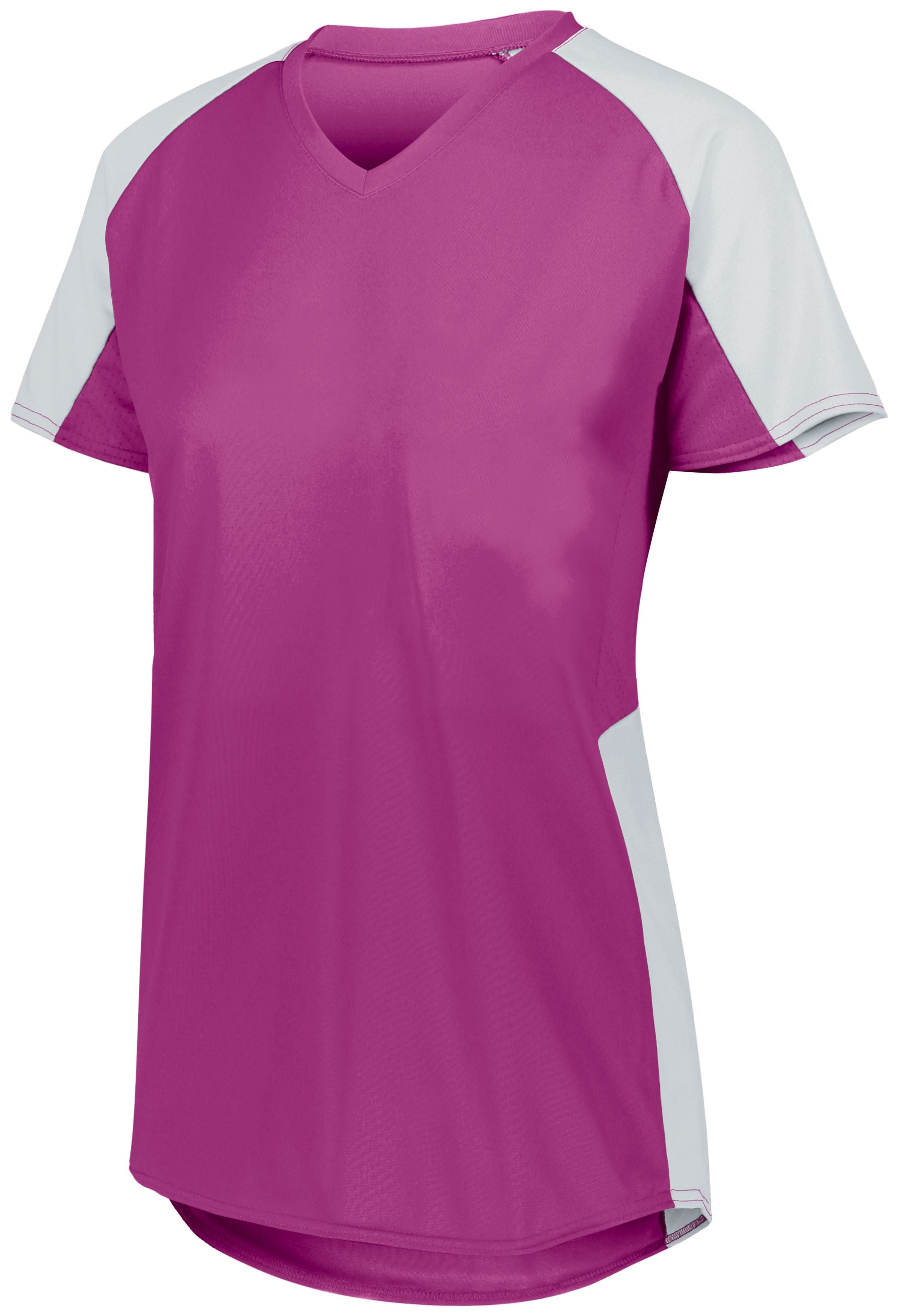 Augusta Sportswear Ladies Cutter Jersey in Power Pink/White  -Part of the Ladies, Ladies-Jersey, Augusta-Products, Softball, Shirts product lines at KanaleyCreations.com