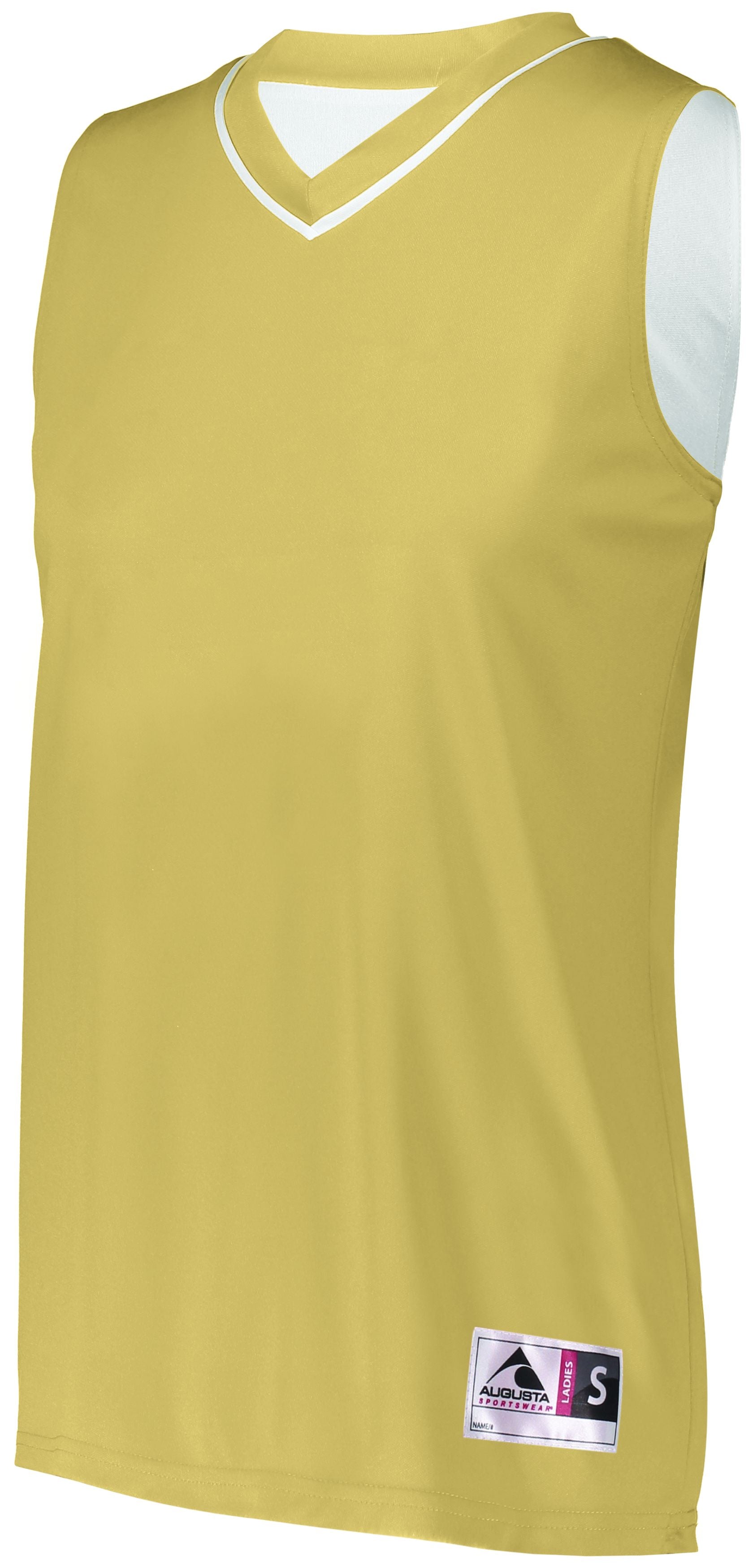 Augusta Sportswear Ladies Reversible Two-Color Jersey in Vegas Gold/White  -Part of the Ladies, Ladies-Jersey, Augusta-Products, Basketball, Shirts, All-Sports, All-Sports-1 product lines at KanaleyCreations.com