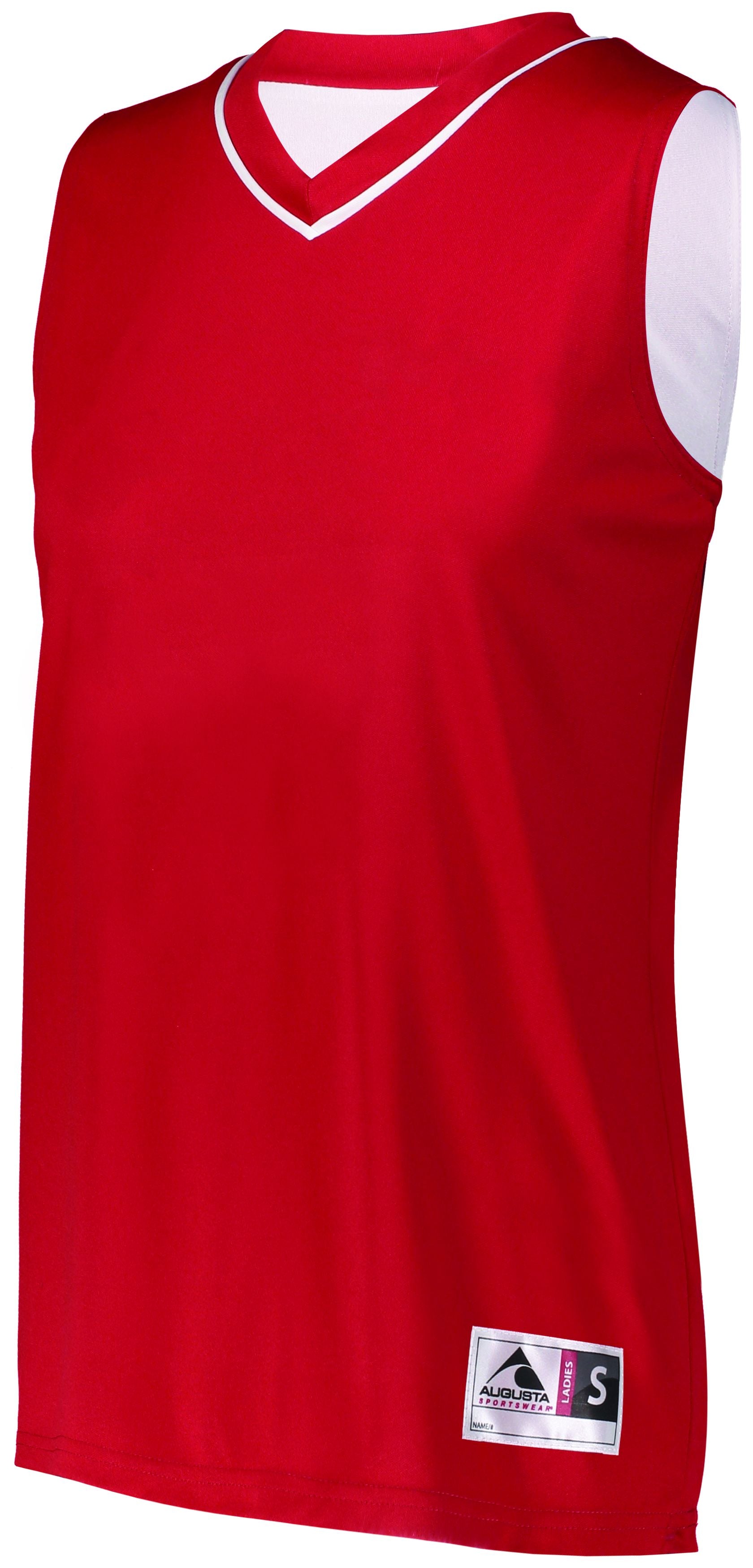 Augusta Sportswear Ladies Reversible Two-Color Jersey in Red/White  -Part of the Ladies, Ladies-Jersey, Augusta-Products, Basketball, Shirts, All-Sports, All-Sports-1 product lines at KanaleyCreations.com