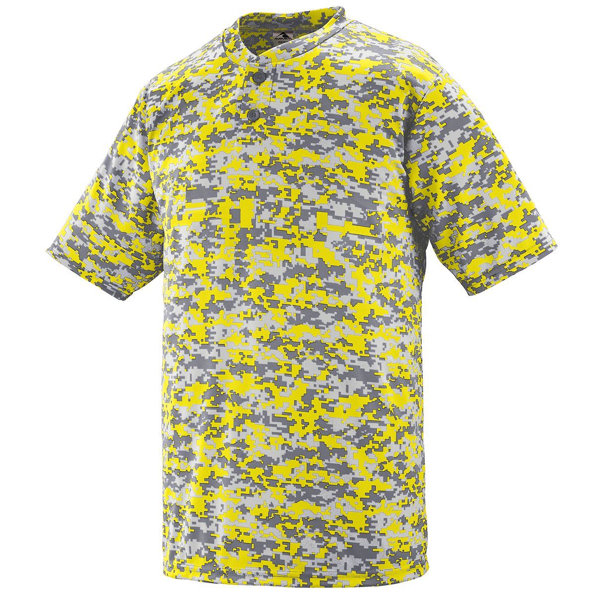 Augusta Sportswear Youth Digi Camo Wicking Two-Button Jersey in Power Yellow Digi  -Part of the Youth, Youth-Jersey, Augusta-Products, Baseball, Shirts, All-Sports, All-Sports-1 product lines at KanaleyCreations.com