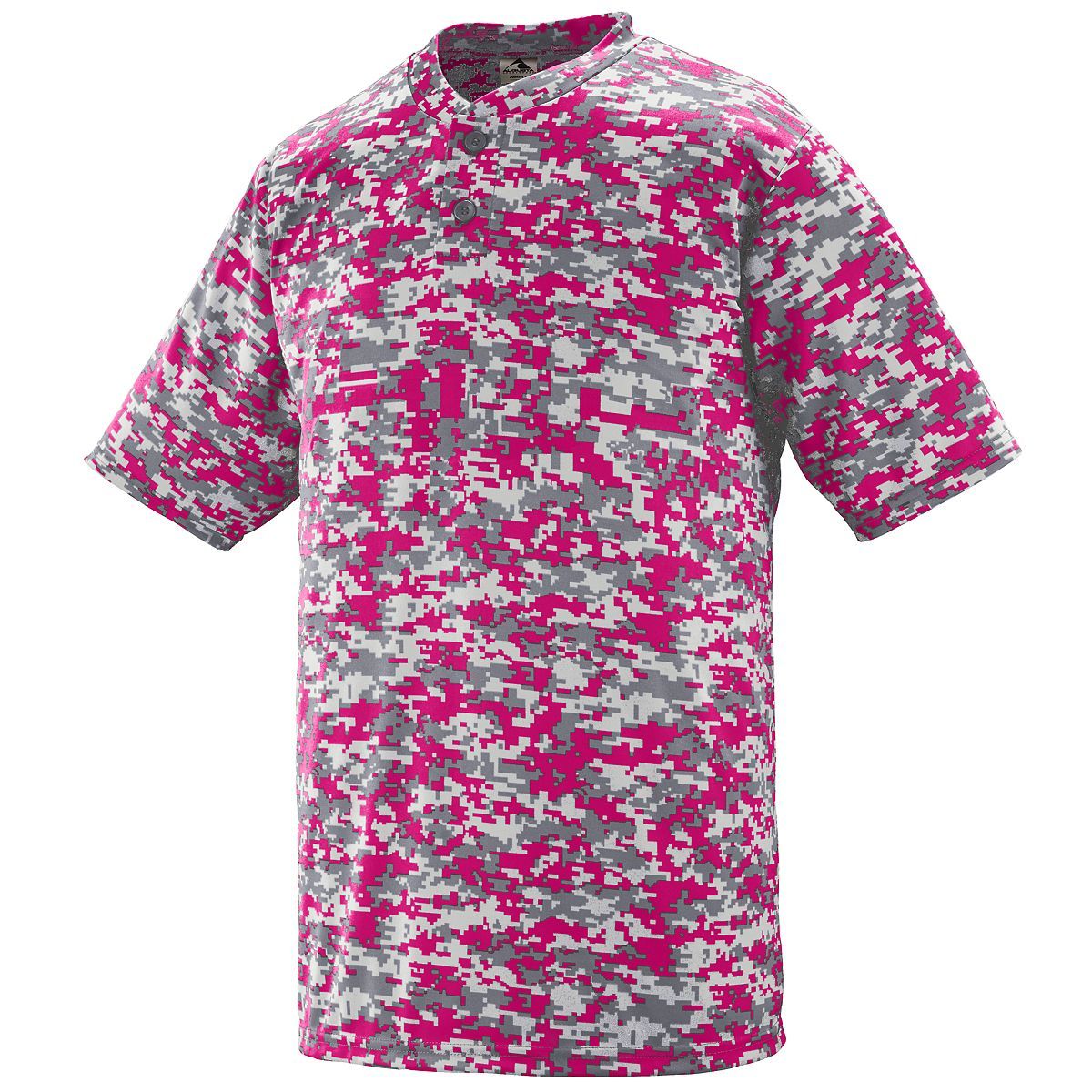 Augusta Sportswear Youth Digi Camo Wicking Two-Button Jersey in Power Pink Digi  -Part of the Youth, Youth-Jersey, Augusta-Products, Baseball, Shirts, All-Sports, All-Sports-1 product lines at KanaleyCreations.com