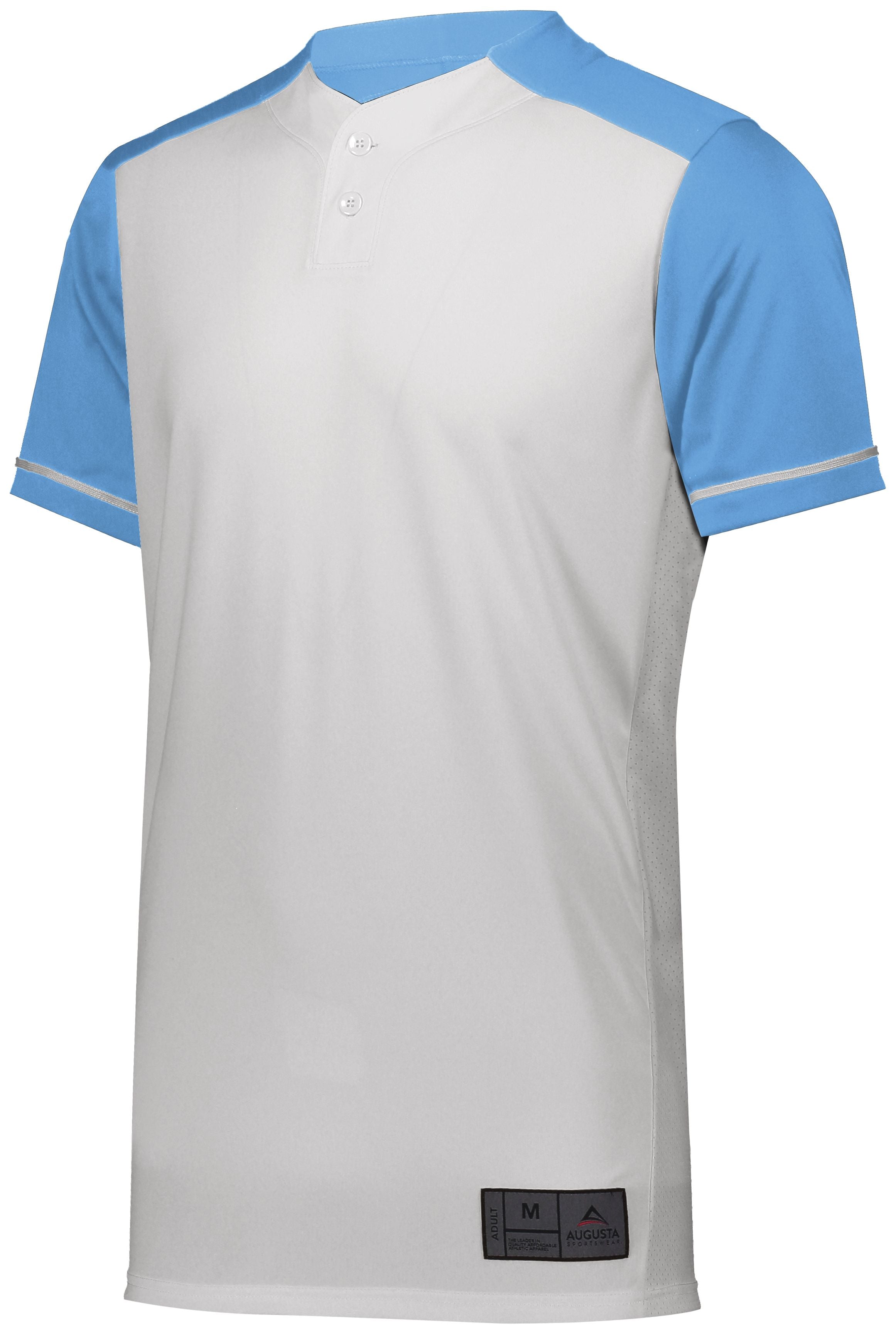 Augusta Sportswear Closer Jersey in White/Columbia Blue  -Part of the Adult, Adult-Jersey, Augusta-Products, Baseball, Shirts, All-Sports, All-Sports-1 product lines at KanaleyCreations.com