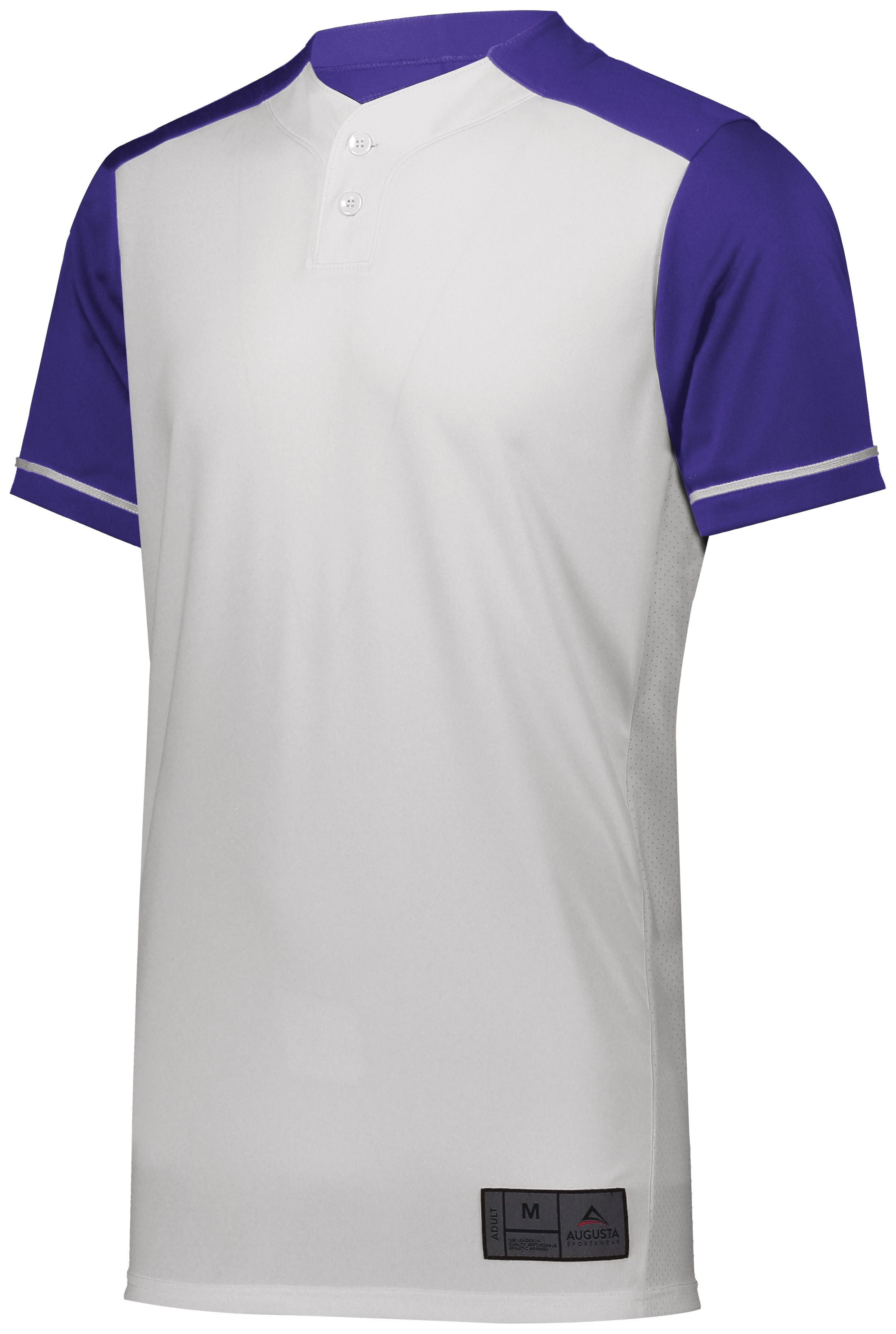 Augusta Sportswear Closer Jersey in White/Purple  -Part of the Adult, Adult-Jersey, Augusta-Products, Baseball, Shirts, All-Sports, All-Sports-1 product lines at KanaleyCreations.com