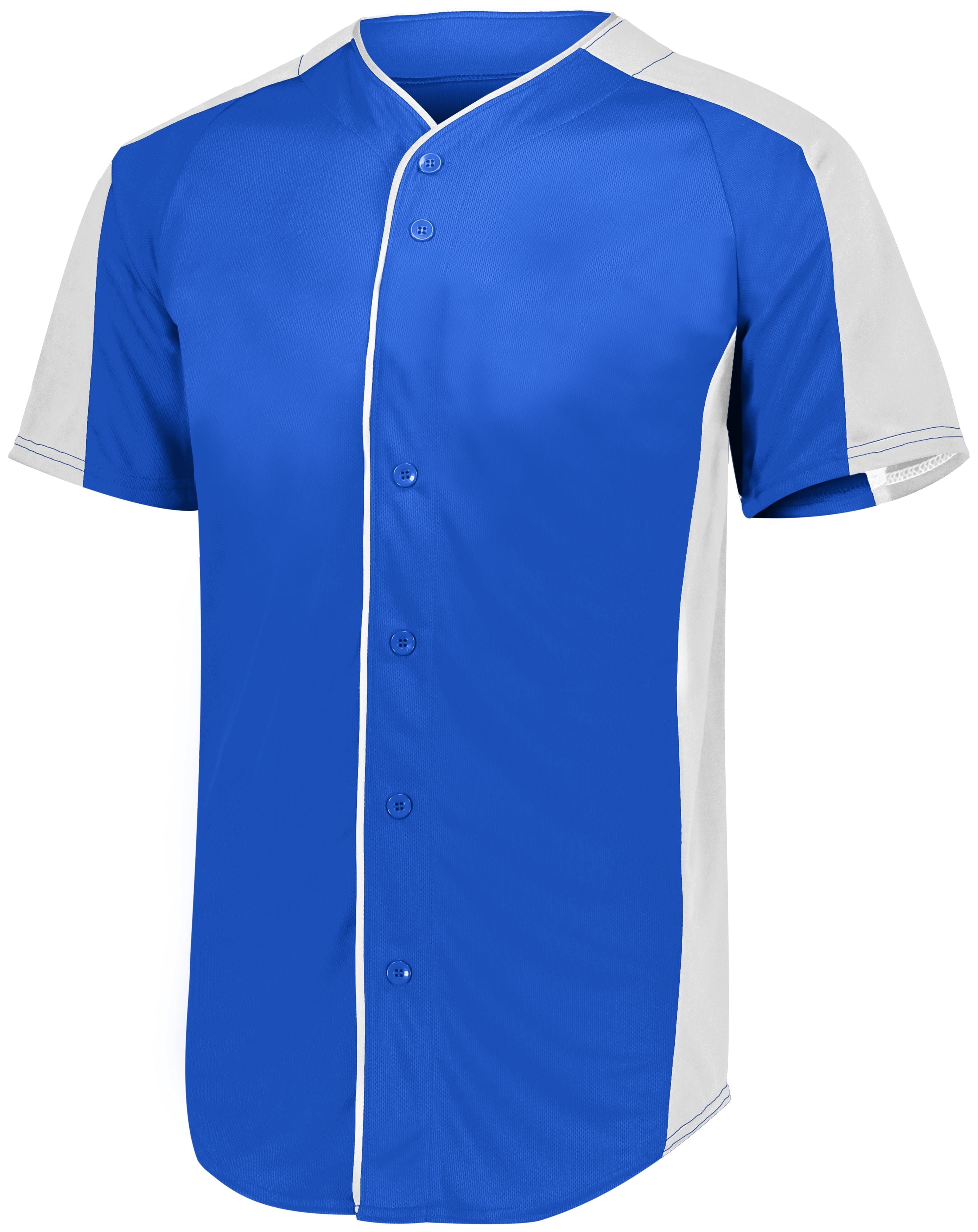 Augusta Sportswear Youth Full-Button Baseball Jersey in Royal/White  -Part of the Youth, Youth-Jersey, Augusta-Products, Baseball, Shirts, All-Sports, All-Sports-1 product lines at KanaleyCreations.com
