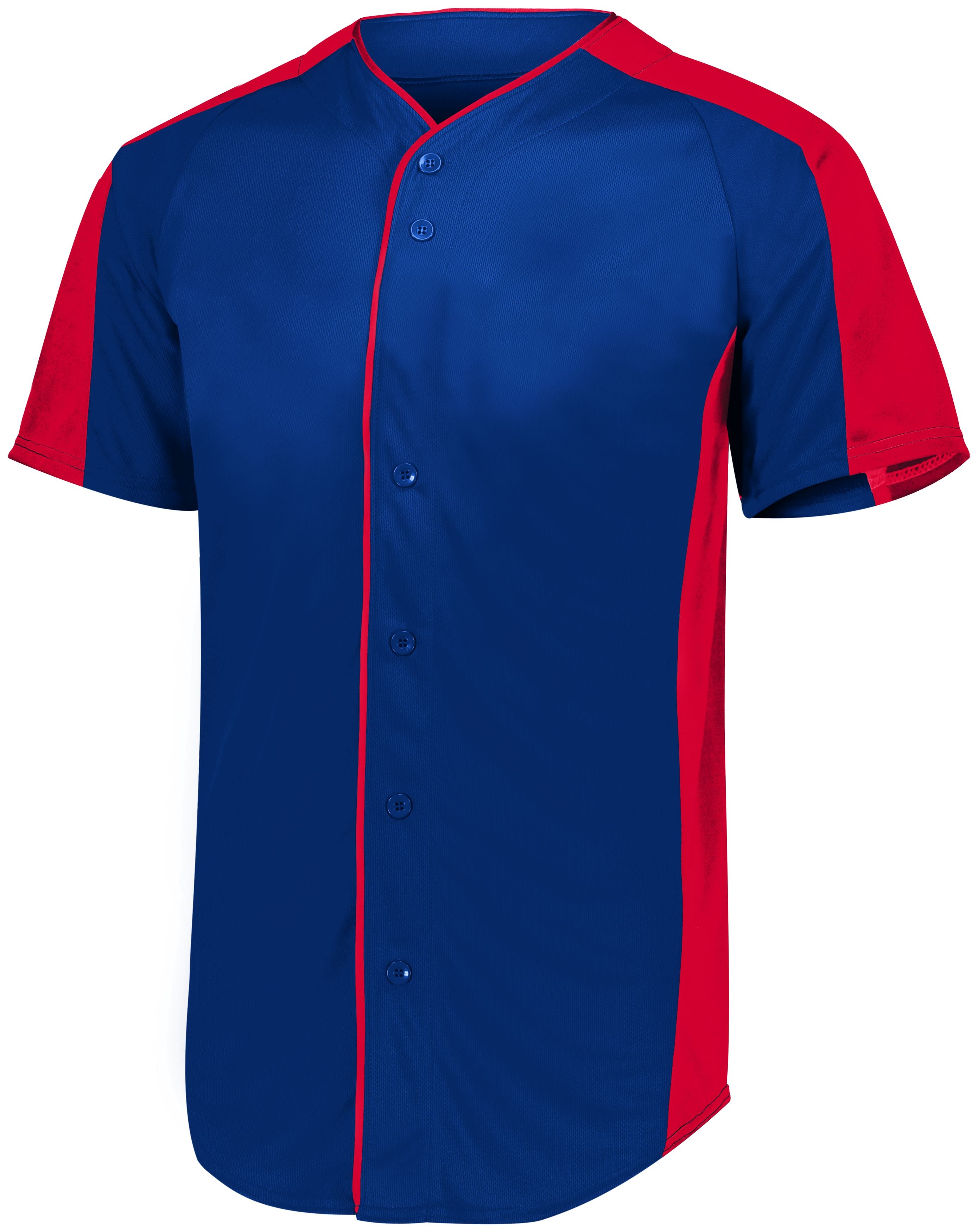Augusta Sportswear Full-Button Baseball Jersey in Navy/Red  -Part of the Adult, Adult-Jersey, Augusta-Products, Baseball, Shirts, All-Sports, All-Sports-1 product lines at KanaleyCreations.com