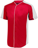 Augusta Sportswear Youth Full-Button Baseball Jersey in Red/White  -Part of the Youth, Youth-Jersey, Augusta-Products, Baseball, Shirts, All-Sports, All-Sports-1 product lines at KanaleyCreations.com