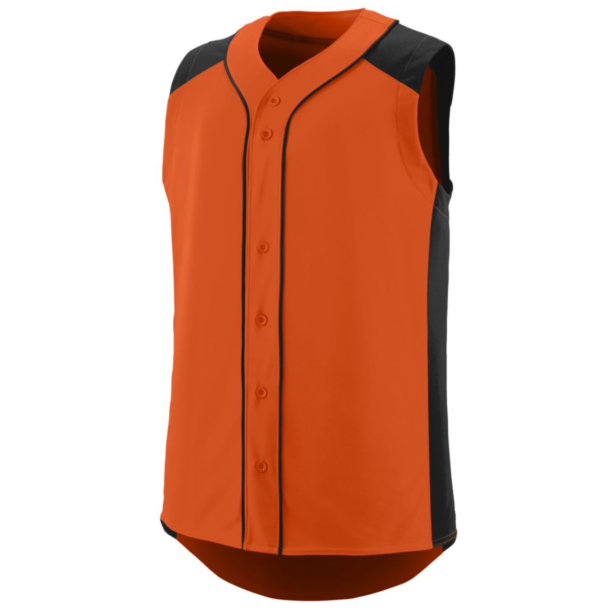 Augusta Sportswear Sleeveless Slugger Jersey in Orange/Black  -Part of the Adult, Adult-Jersey, Augusta-Products, Baseball, Shirts, All-Sports, All-Sports-1 product lines at KanaleyCreations.com
