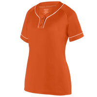 Augusta Sportswear Girls Overpower Two-Button Jersey in Orange/White  -Part of the Girls, Augusta-Products, Softball, Girls-Jersey, Shirts product lines at KanaleyCreations.com