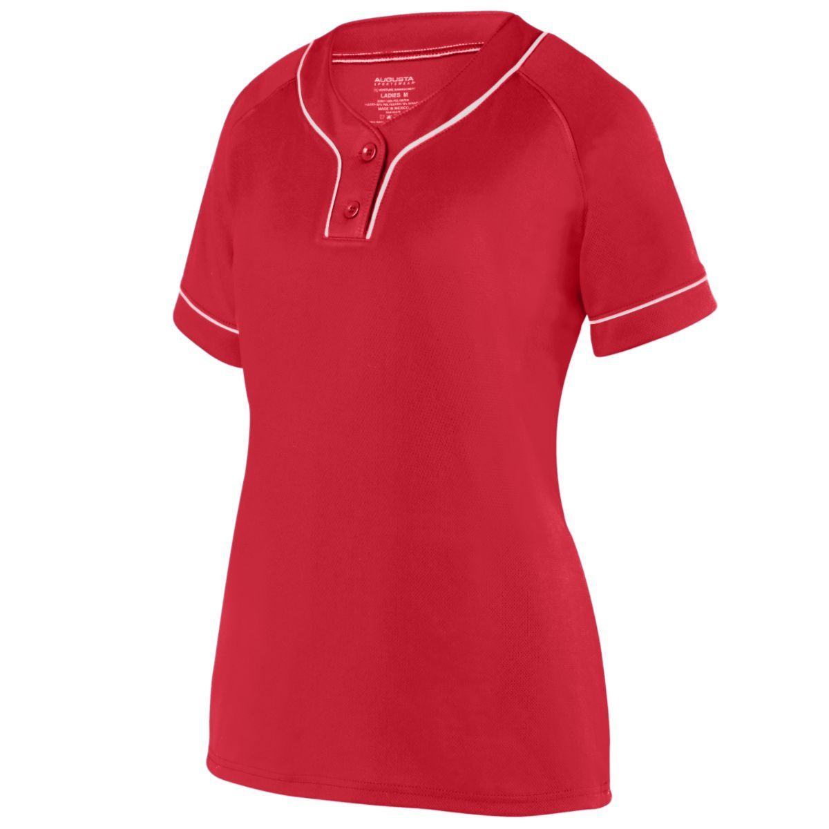 Augusta Sportswear Girls Overpower Two-Button Jersey in Red/White  -Part of the Girls, Augusta-Products, Softball, Girls-Jersey, Shirts product lines at KanaleyCreations.com