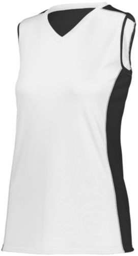 Augusta Sportswear Girls Paragon Jersey in White/Black/White  -Part of the Girls, Augusta-Products, Softball, Girls-Jersey, Shirts product lines at KanaleyCreations.com