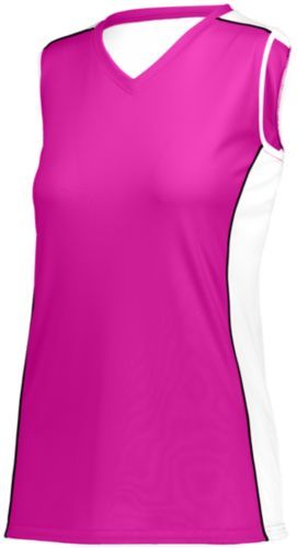 Augusta Sportswear Girls Paragon Jersey in Power Pink/White/Black  -Part of the Girls, Augusta-Products, Softball, Girls-Jersey, Shirts product lines at KanaleyCreations.com