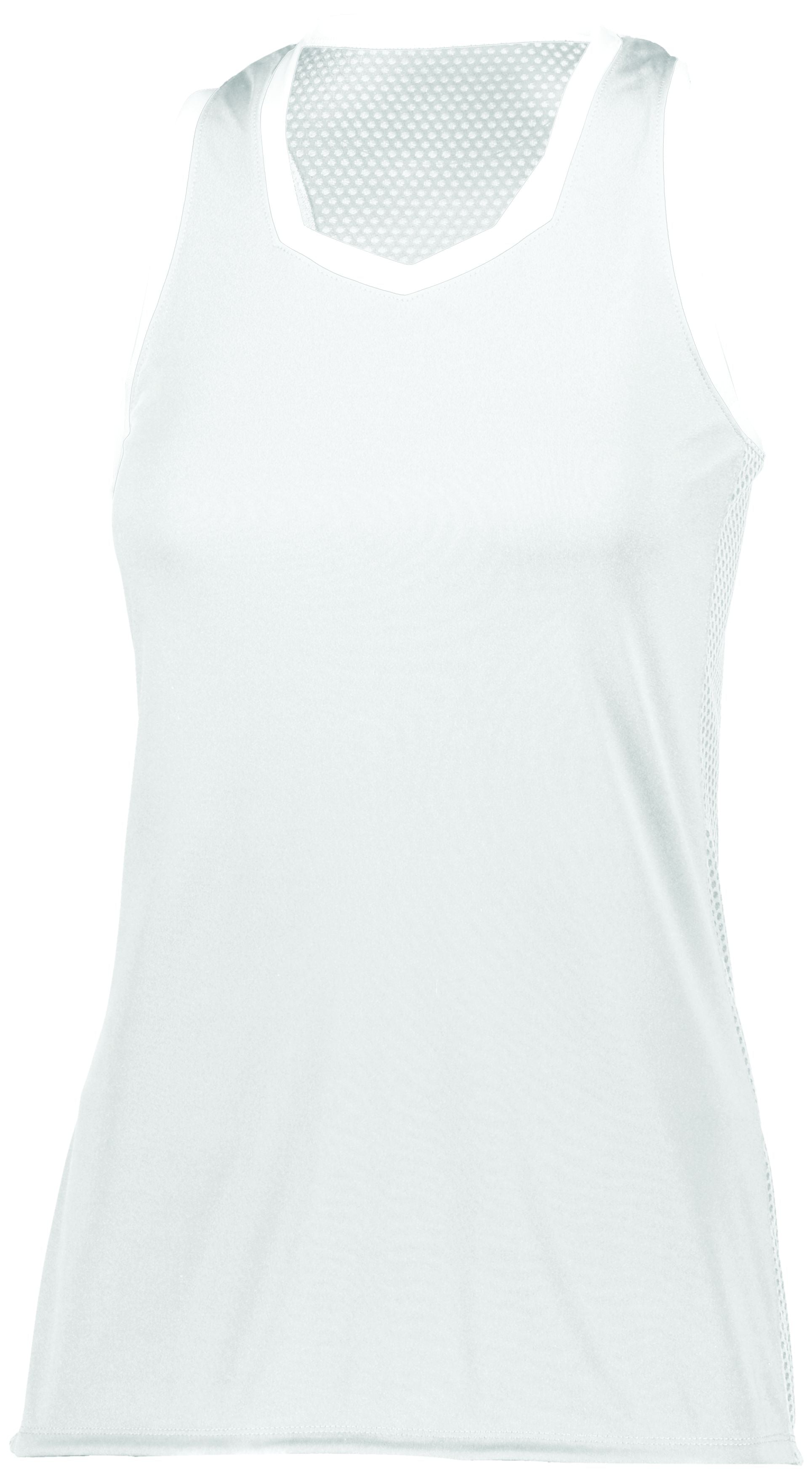 Augusta Sportswear Girls Crosse Jersey in White/White  -Part of the Girls, Augusta-Products, Girls-Jersey, Shirts product lines at KanaleyCreations.com