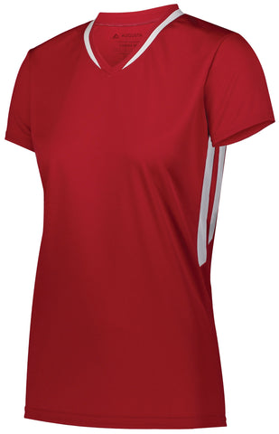 Augusta Sportswear Ladies Full Force Short Sleeve Jersey in Scarlet/White  -Part of the Ladies, Ladies-Jersey, Augusta-Products, Lacrosse, Shirts, All-Sports, All-Sports-1 product lines at KanaleyCreations.com