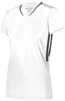 Augusta Sportswear Ladies Full Force Short Sleeve Jersey in White/Graphite  -Part of the Ladies, Ladies-Jersey, Augusta-Products, Lacrosse, Shirts, All-Sports, All-Sports-1 product lines at KanaleyCreations.com