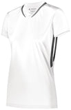 Augusta Sportswear Girls Full Force Short Sleeve Jersey in White/Graphite  -Part of the Girls, Augusta-Products, Lacrosse, Girls-Jersey, Shirts, All-Sports, All-Sports-1 product lines at KanaleyCreations.com