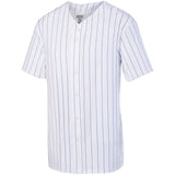 Augusta Sportswear Pinstripe Full-Button Jersey in White/Royal  -Part of the Adult, Adult-Jersey, Augusta-Products, Baseball, Shirts, All-Sports, All-Sports-1 product lines at KanaleyCreations.com