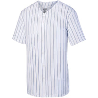 Augusta Sportswear Pinstripe Full-Button Jersey in White/Navy  -Part of the Adult, Adult-Jersey, Augusta-Products, Baseball, Shirts, All-Sports, All-Sports-1 product lines at KanaleyCreations.com
