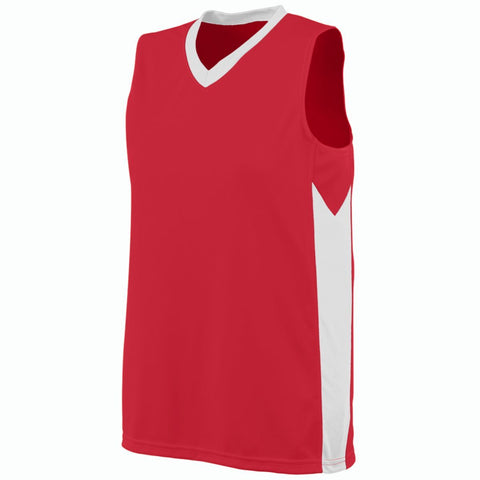 Augusta Sportswear Ladies Block Out Jersey in Red/White  -Part of the Ladies, Ladies-Jersey, Augusta-Products, Basketball, Shirts, All-Sports, All-Sports-1 product lines at KanaleyCreations.com