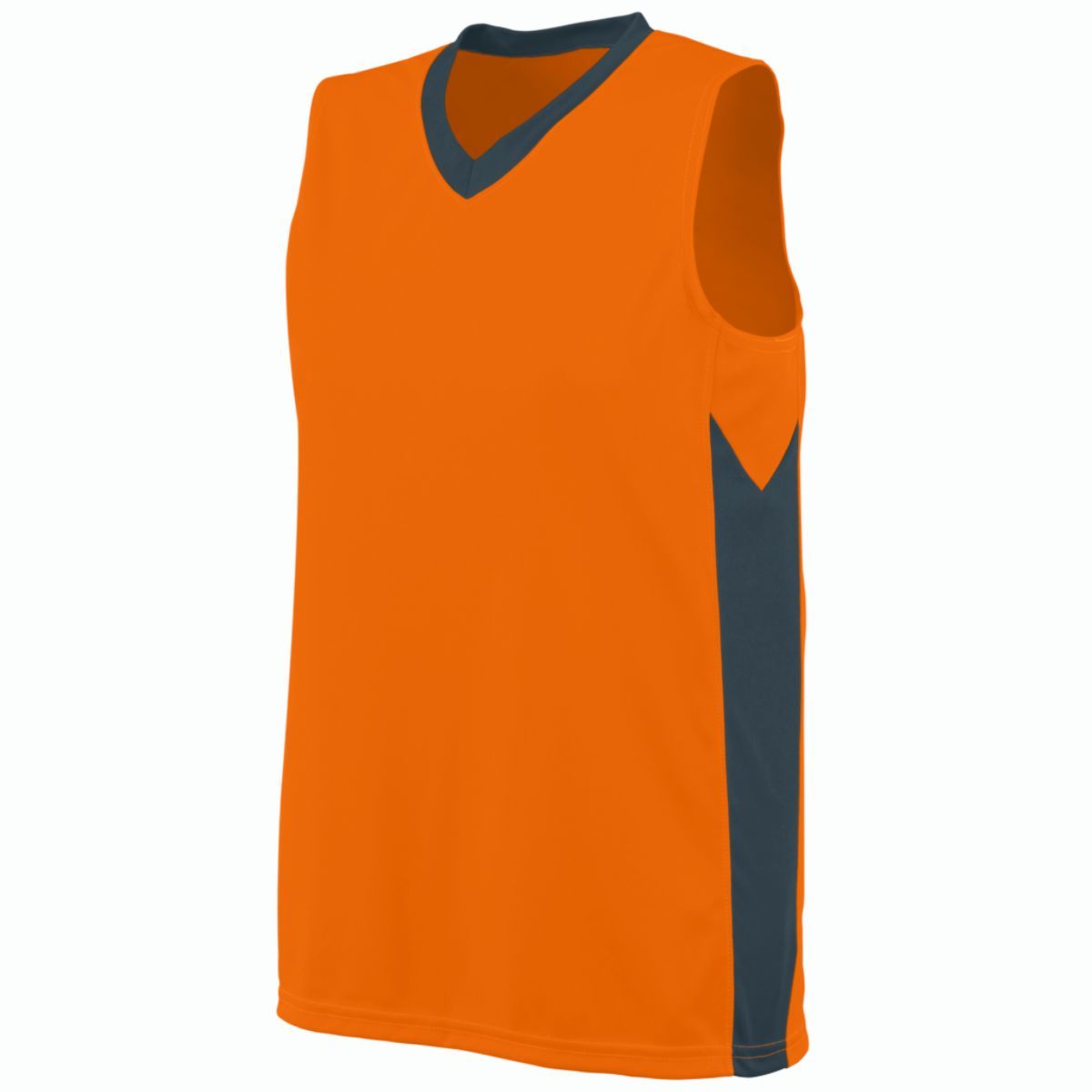 Augusta Sportswear Ladies Block Out Jersey in Power Orange/Slate  -Part of the Ladies, Ladies-Jersey, Augusta-Products, Basketball, Shirts, All-Sports, All-Sports-1 product lines at KanaleyCreations.com