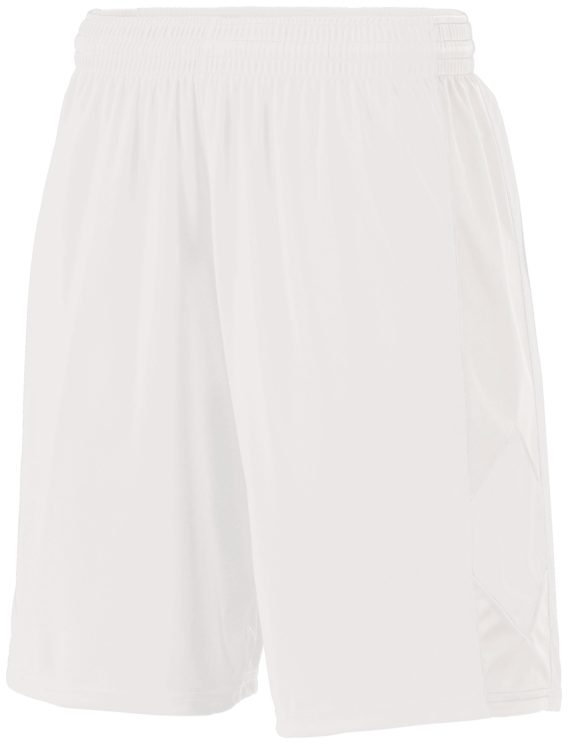 Augusta Sportswear Youth Block Out Shorts in White/White  -Part of the Youth, Youth-Shorts, Augusta-Products, Basketball, All-Sports, All-Sports-1 product lines at KanaleyCreations.com