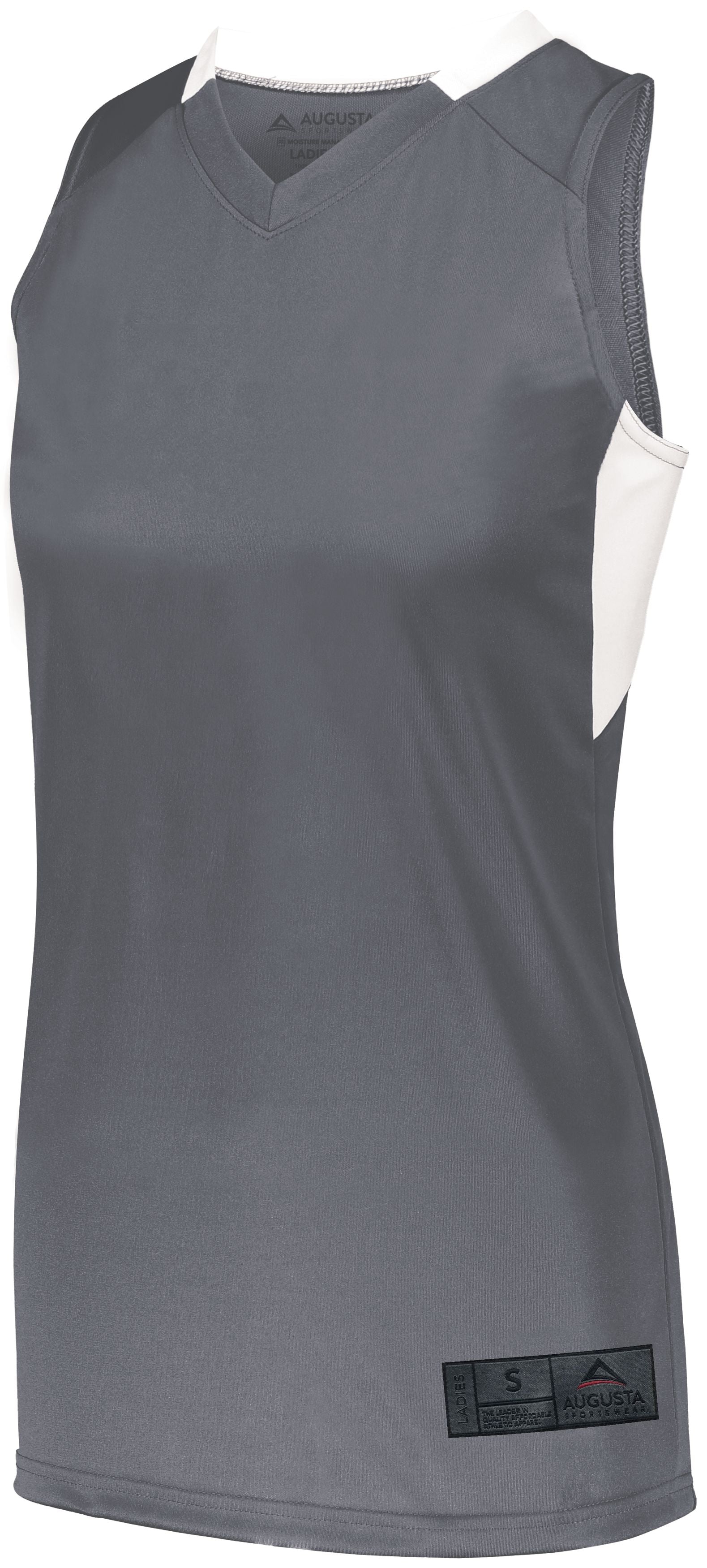 Augusta Sportswear Ladies Step-Back Basketball Jersey in Graphite/White  -Part of the Ladies, Ladies-Jersey, Augusta-Products, Basketball, Shirts, All-Sports, All-Sports-1 product lines at KanaleyCreations.com