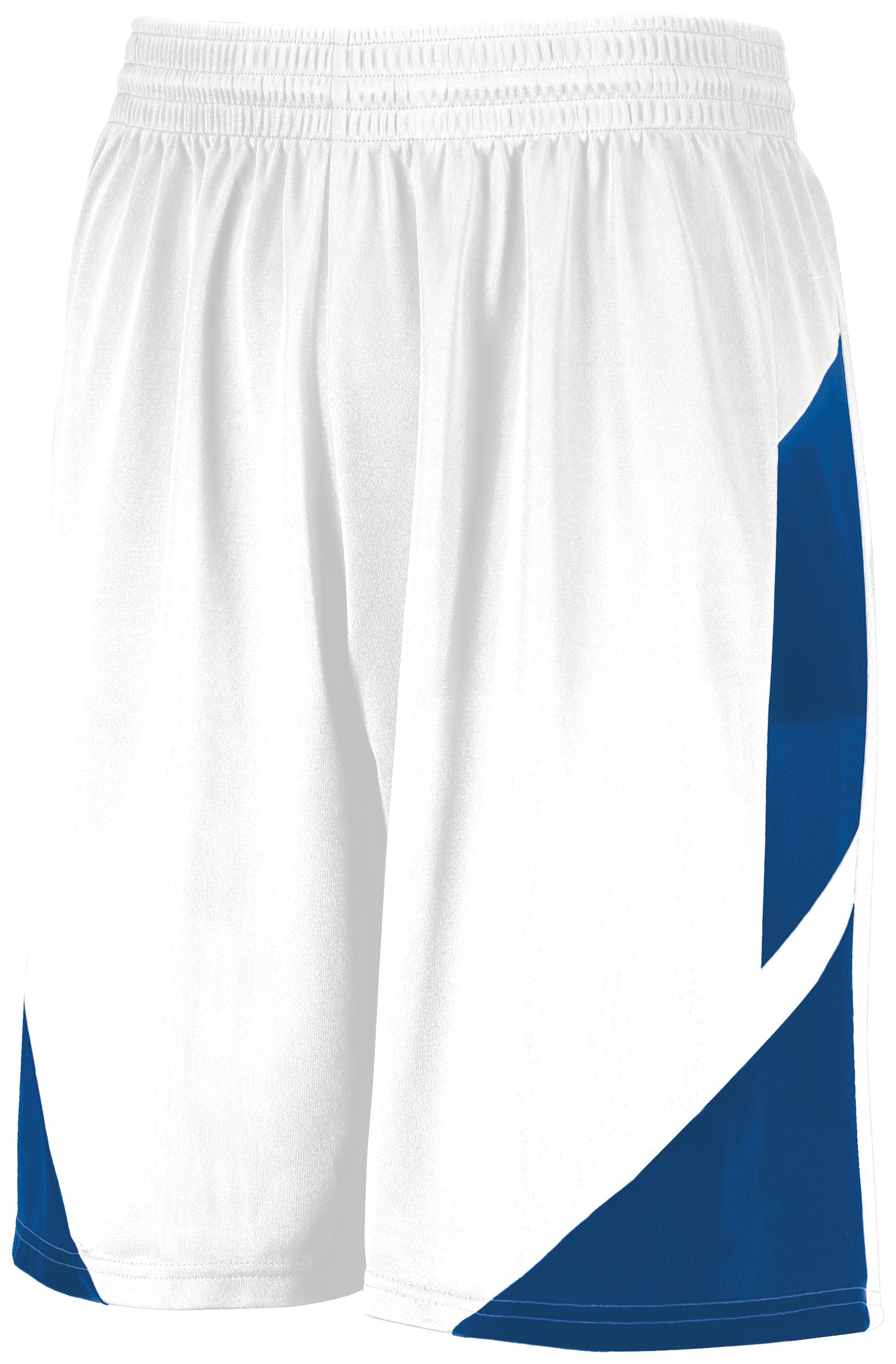 Augusta Sportswear Youth Step-Back Basketball Shorts in White/Royal  -Part of the Youth, Youth-Shorts, Augusta-Products, Basketball, All-Sports, All-Sports-1 product lines at KanaleyCreations.com