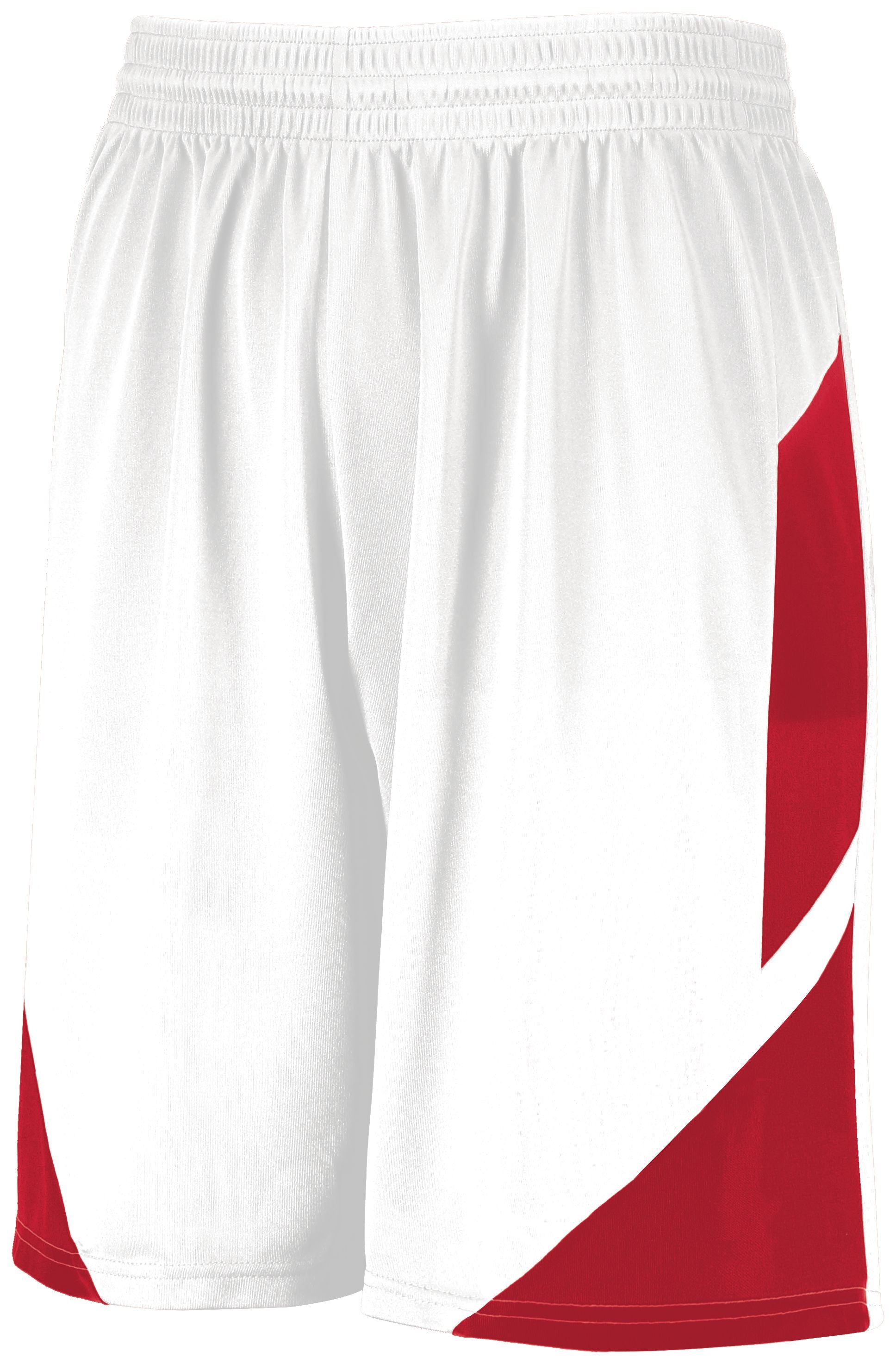 Augusta Sportswear Step-Back Basketball Shorts in White/Red  -Part of the Adult, Adult-Shorts, Augusta-Products, Basketball, All-Sports, All-Sports-1 product lines at KanaleyCreations.com