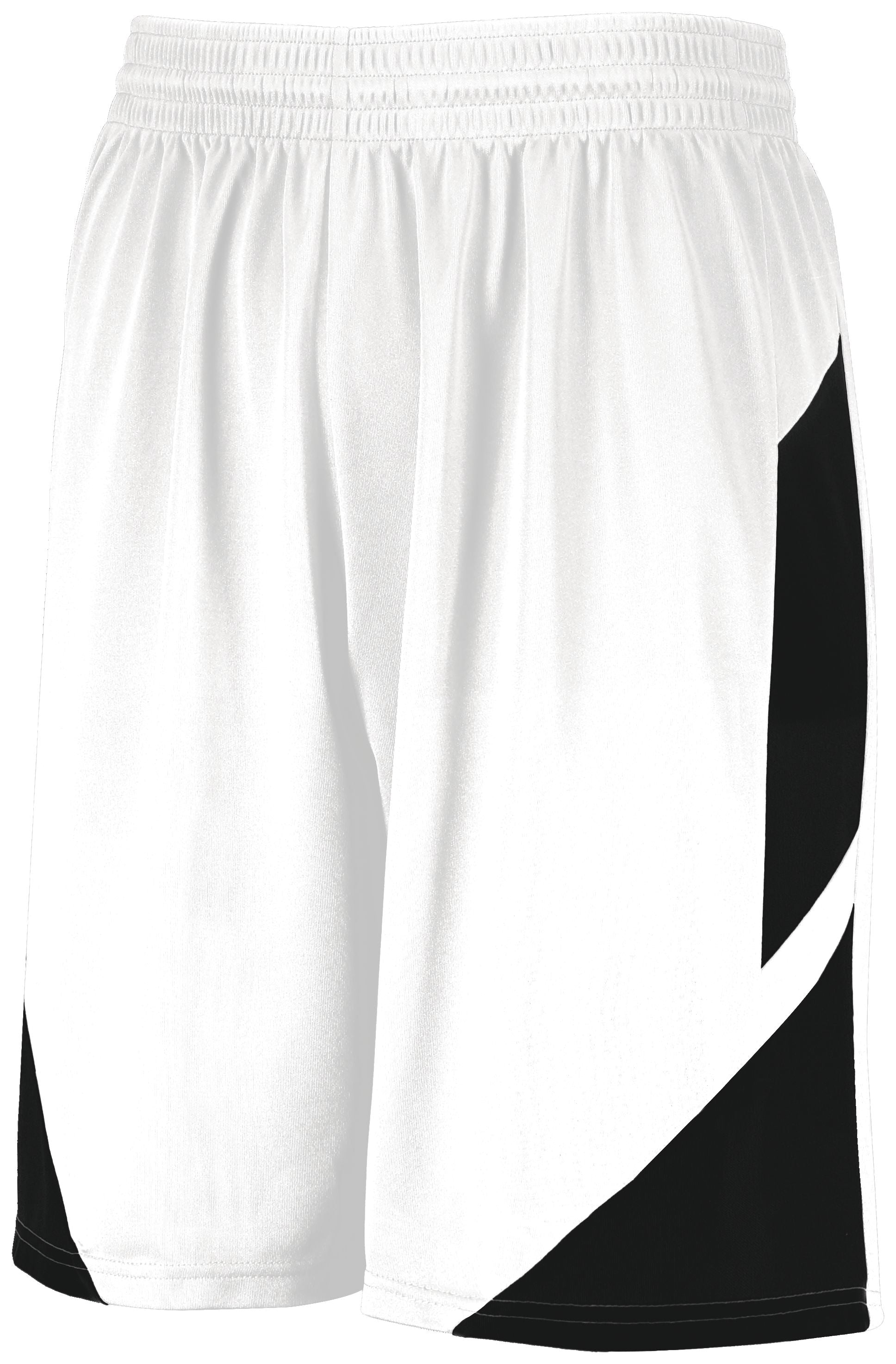 Augusta Sportswear Youth Step-Back Basketball Shorts in White/Black  -Part of the Youth, Youth-Shorts, Augusta-Products, Basketball, All-Sports, All-Sports-1 product lines at KanaleyCreations.com