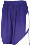 Augusta Sportswear Youth Step-Back Basketball Shorts in Purple/White  -Part of the Youth, Youth-Shorts, Augusta-Products, Basketball, All-Sports, All-Sports-1 product lines at KanaleyCreations.com