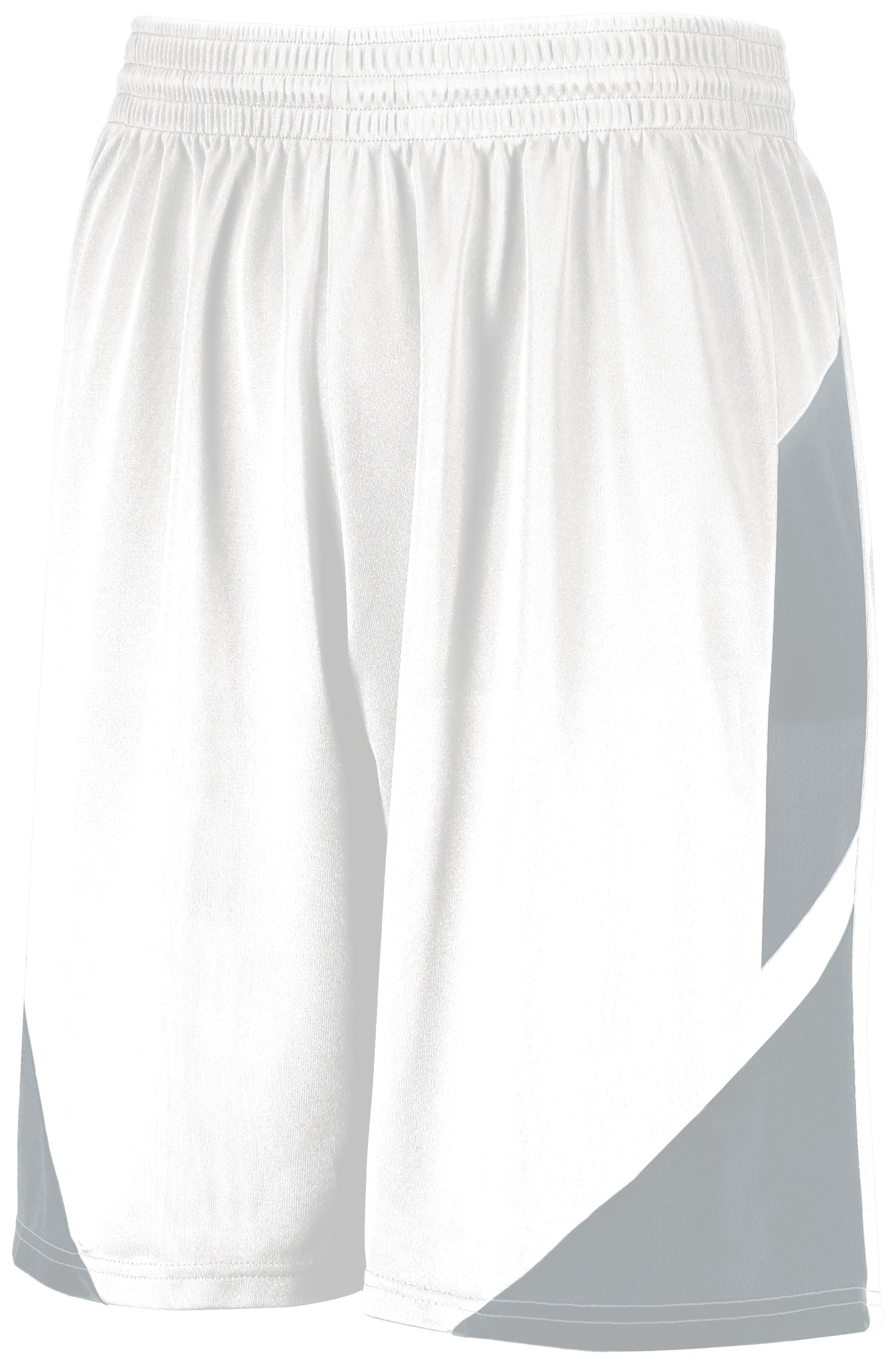 Augusta Sportswear Youth Step-Back Basketball Shorts in White/Silver  -Part of the Youth, Youth-Shorts, Augusta-Products, Basketball, All-Sports, All-Sports-1 product lines at KanaleyCreations.com