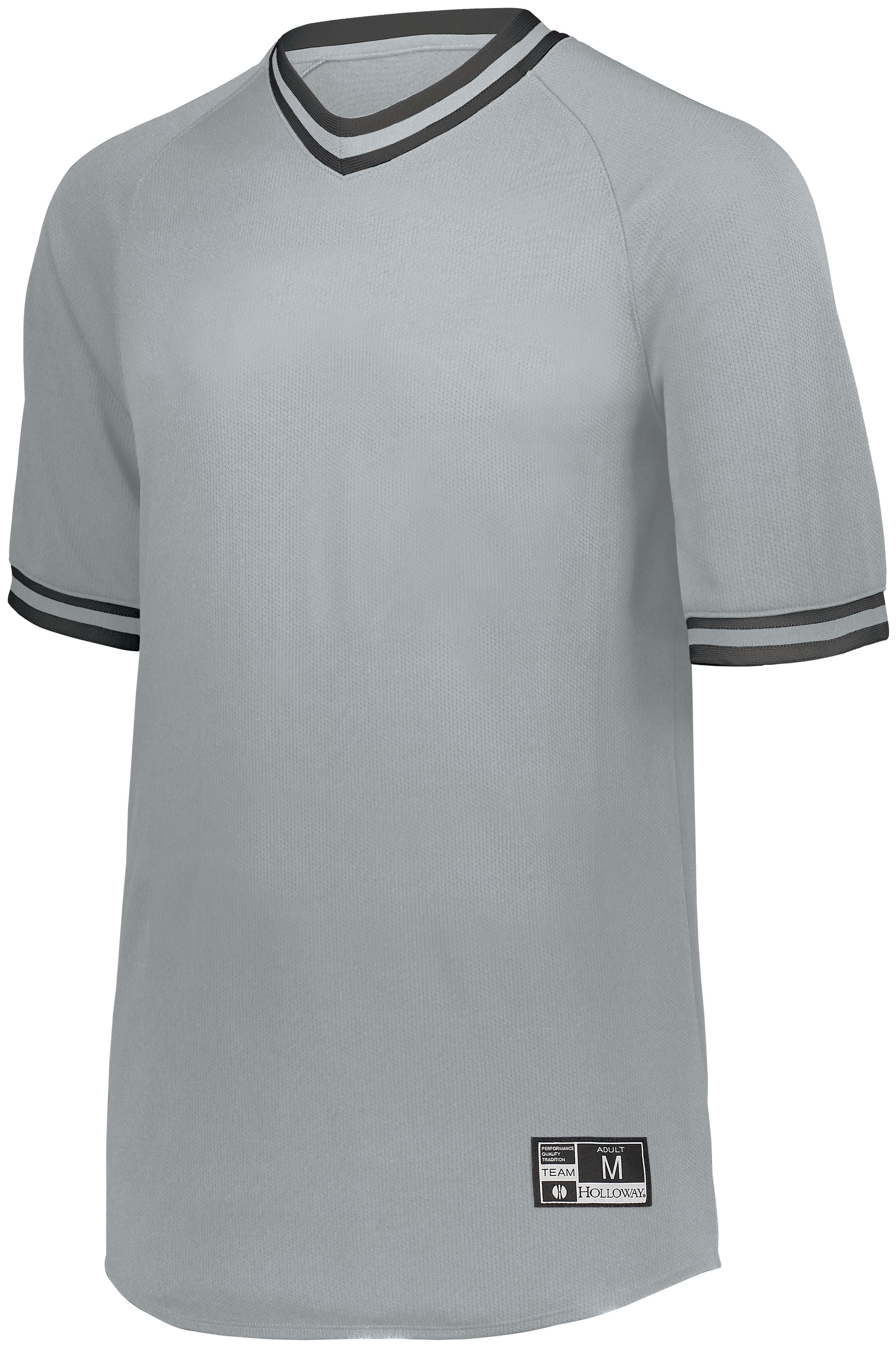 Holloway Retro V-Neck Baseball Jersey in Silver/Black  -Part of the Adult, Adult-Jersey, Baseball, Holloway, Shirts, All-Sports, All-Sports-1 product lines at KanaleyCreations.com