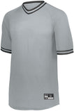 Holloway Youth Retro V-Neck Baseball Jersey in Silver/Black  -Part of the Youth, Youth-Jersey, Baseball, Holloway, Shirts, All-Sports, All-Sports-1 product lines at KanaleyCreations.com