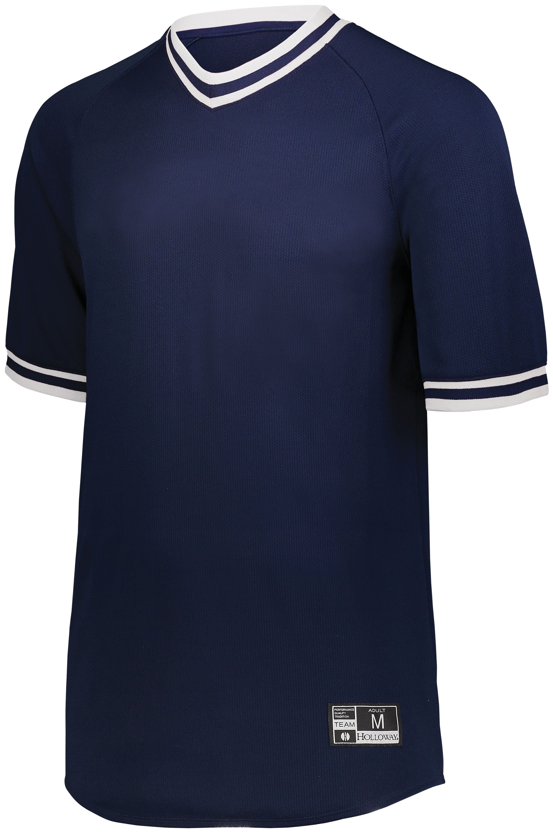 Holloway Retro V-Neck Baseball Jersey in Navy/White  -Part of the Adult, Adult-Jersey, Baseball, Holloway, Shirts, All-Sports, All-Sports-1 product lines at KanaleyCreations.com