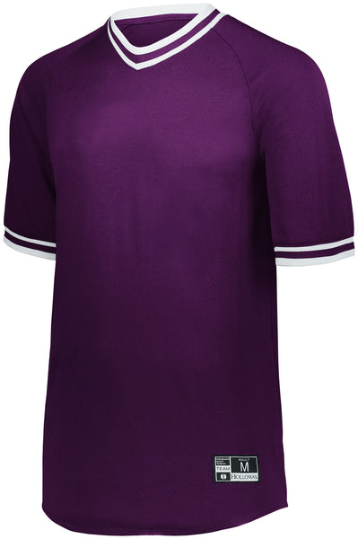 Holloway Retro V-Neck Baseball Jersey in Maroon/White  -Part of the Adult, Adult-Jersey, Baseball, Holloway, Shirts, All-Sports, All-Sports-1 product lines at KanaleyCreations.com