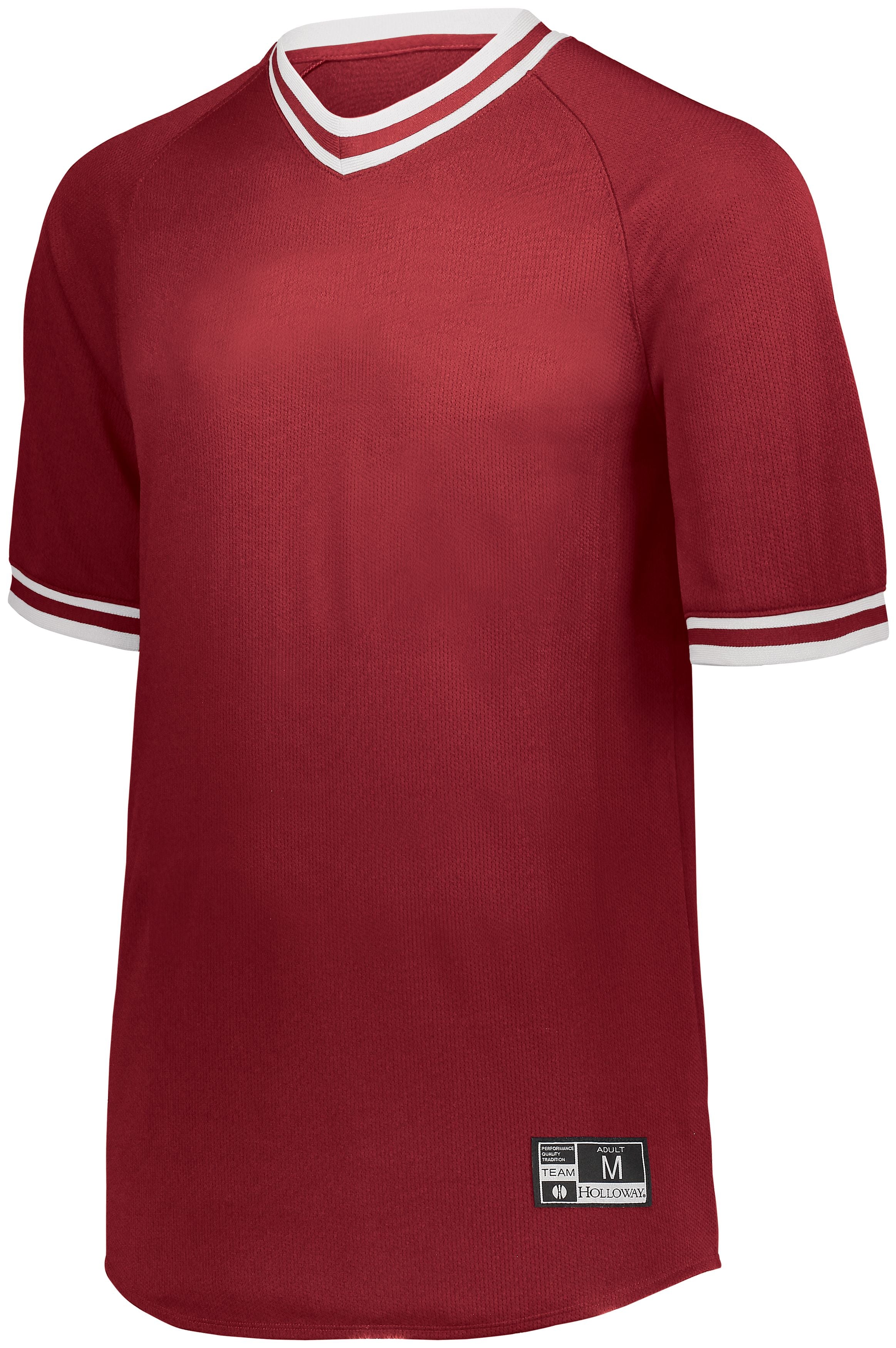 Holloway Retro V-Neck Baseball Jersey in Scarlet/White  -Part of the Adult, Adult-Jersey, Baseball, Holloway, Shirts, All-Sports, All-Sports-1 product lines at KanaleyCreations.com