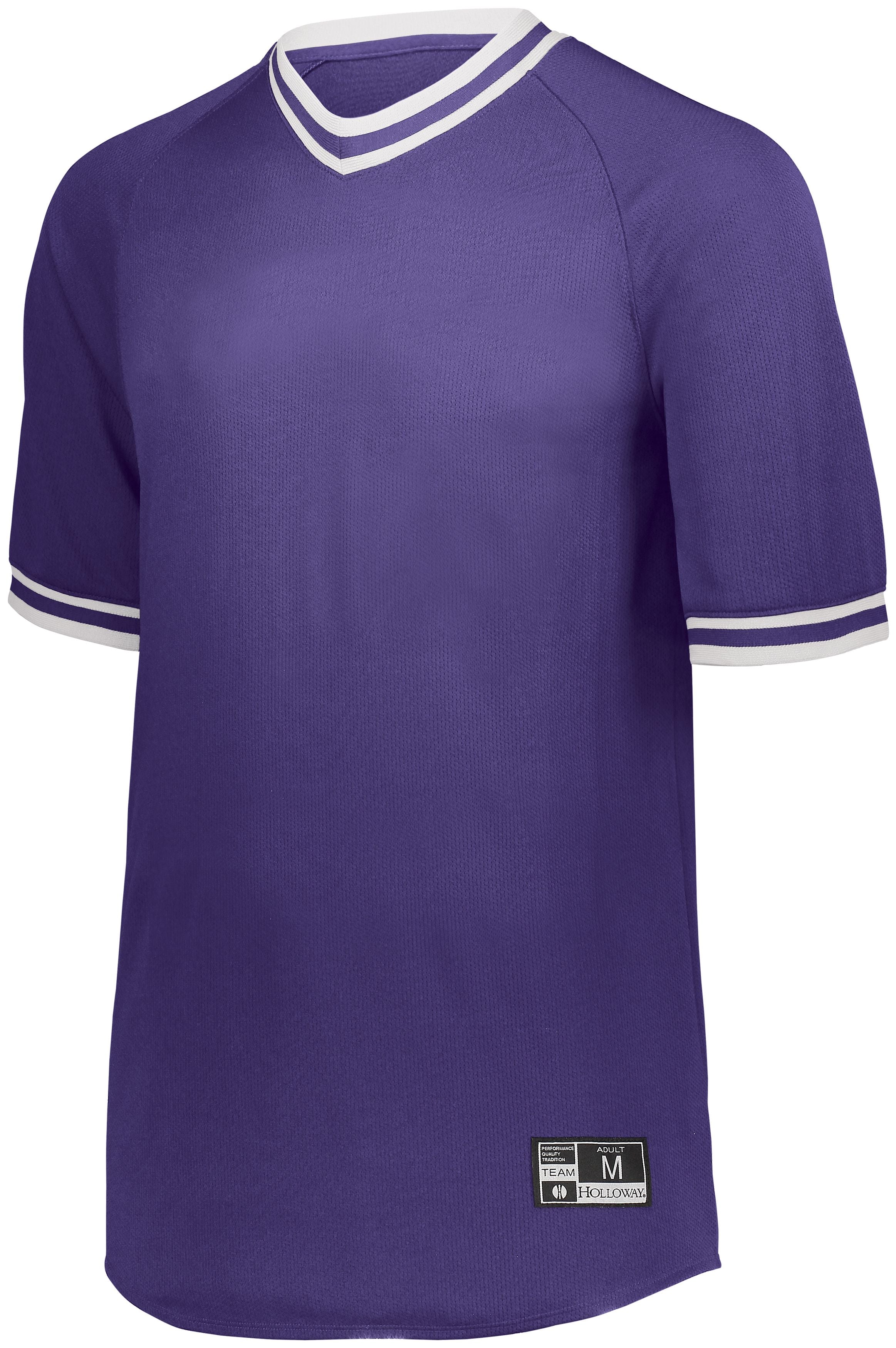 Holloway Retro V-Neck Baseball Jersey in Purple/White  -Part of the Adult, Adult-Jersey, Baseball, Holloway, Shirts, All-Sports, All-Sports-1 product lines at KanaleyCreations.com