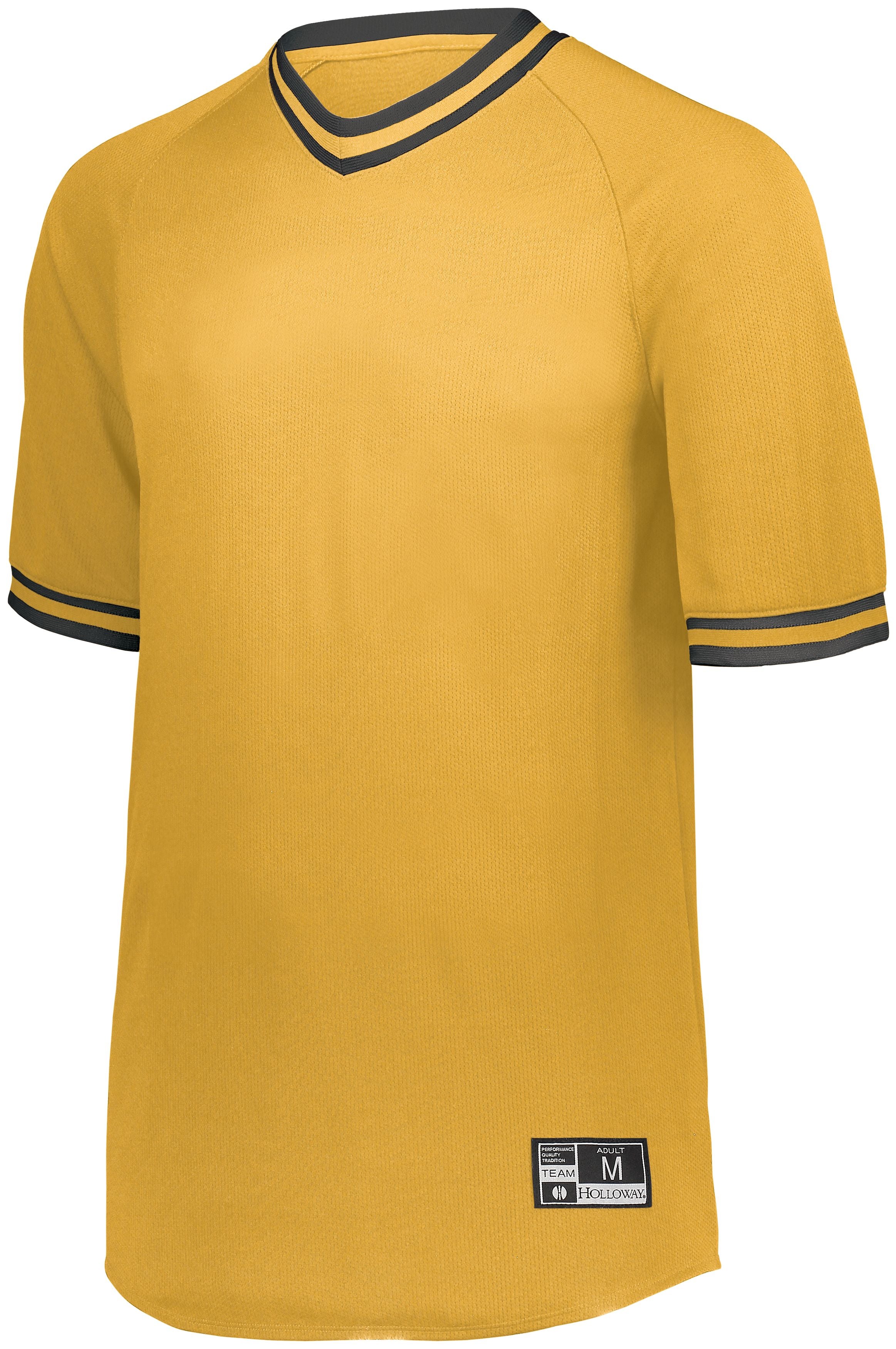Holloway Retro V-Neck Baseball Jersey in Light Gold/Black  -Part of the Adult, Adult-Jersey, Baseball, Holloway, Shirts, All-Sports, All-Sports-1 product lines at KanaleyCreations.com