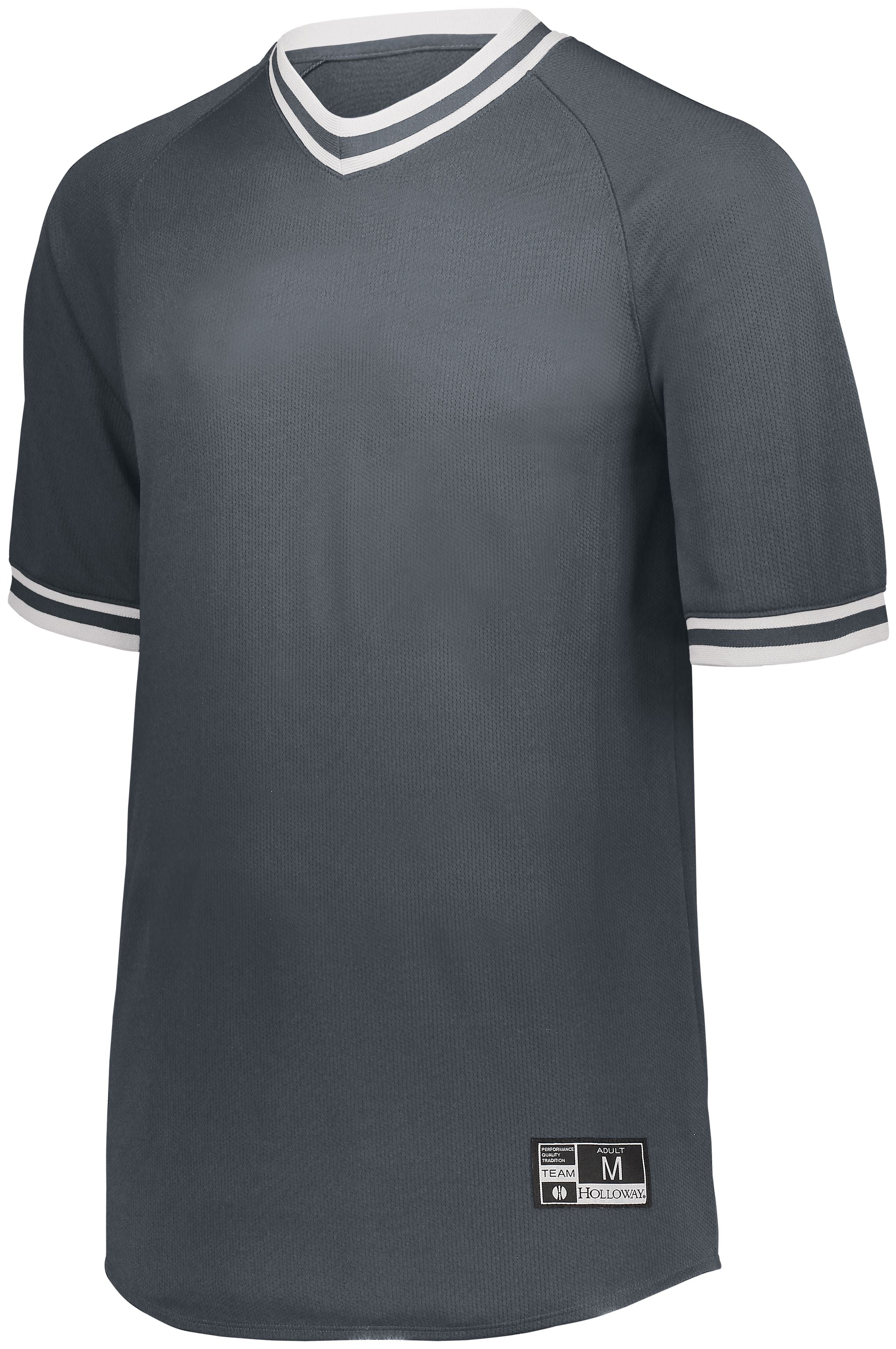 Holloway Retro V-Neck Baseball Jersey in Graphite/White  -Part of the Adult, Adult-Jersey, Baseball, Holloway, Shirts, All-Sports, All-Sports-1 product lines at KanaleyCreations.com